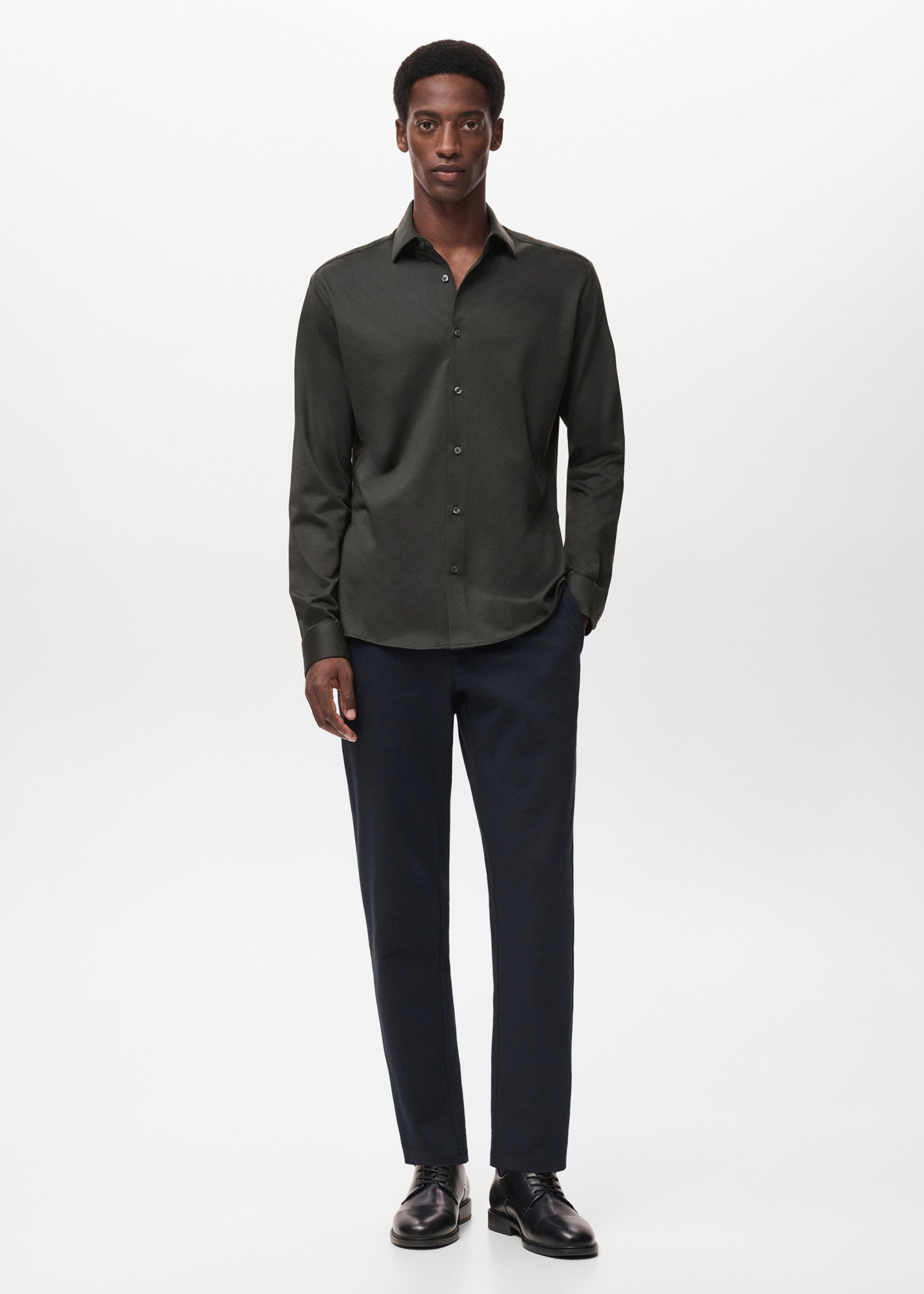 Camisa comfort stretch non iron - Plano general, Verde oscuro. Ref: 17035981-00.