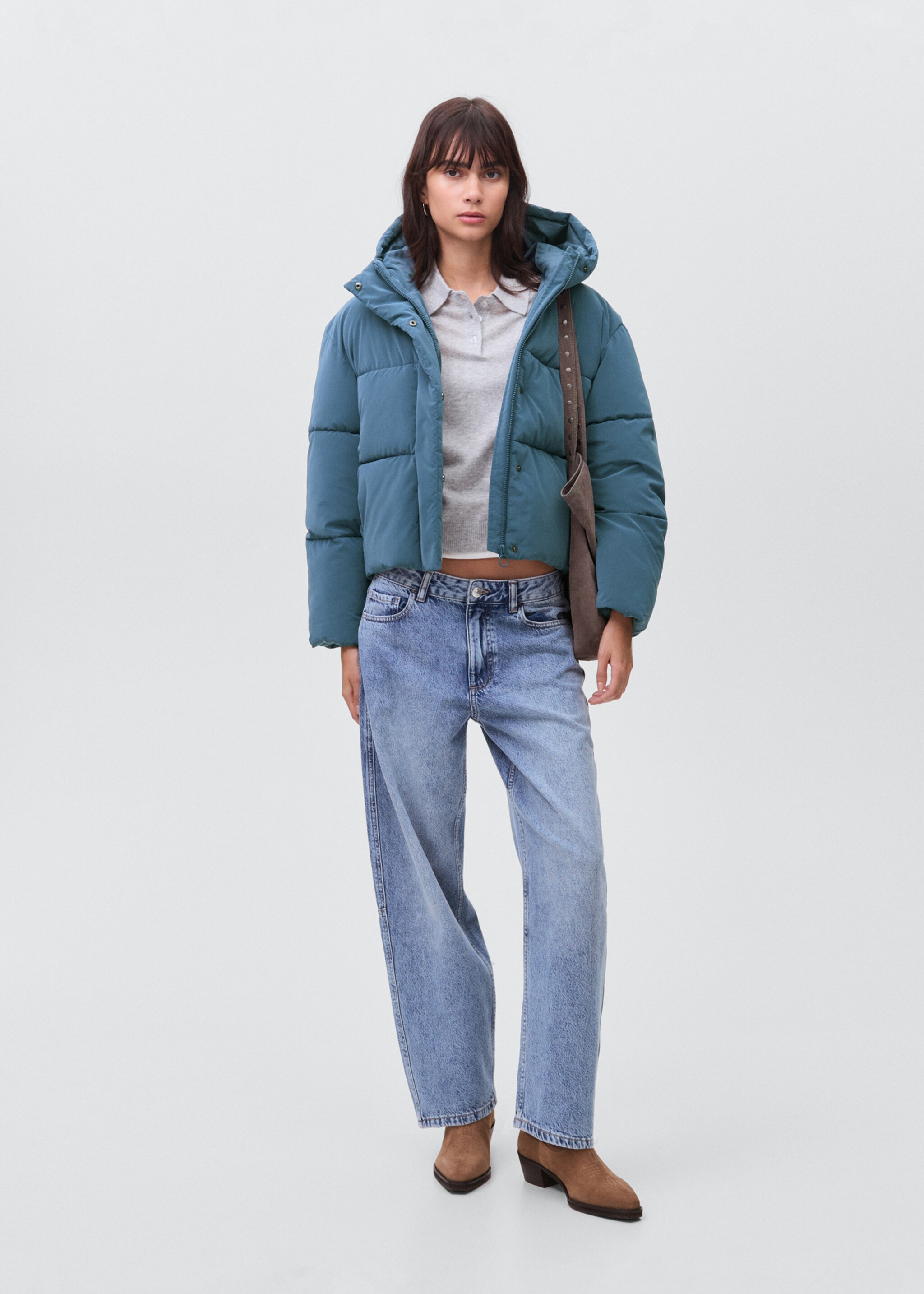 Anorak acolchado efecto encerado - Plano general, Azul. Ref: 17036327-00.
