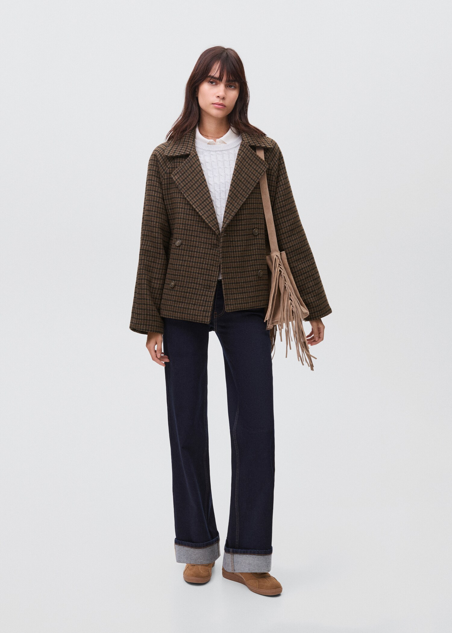 Checked wool-blend coat - General plane