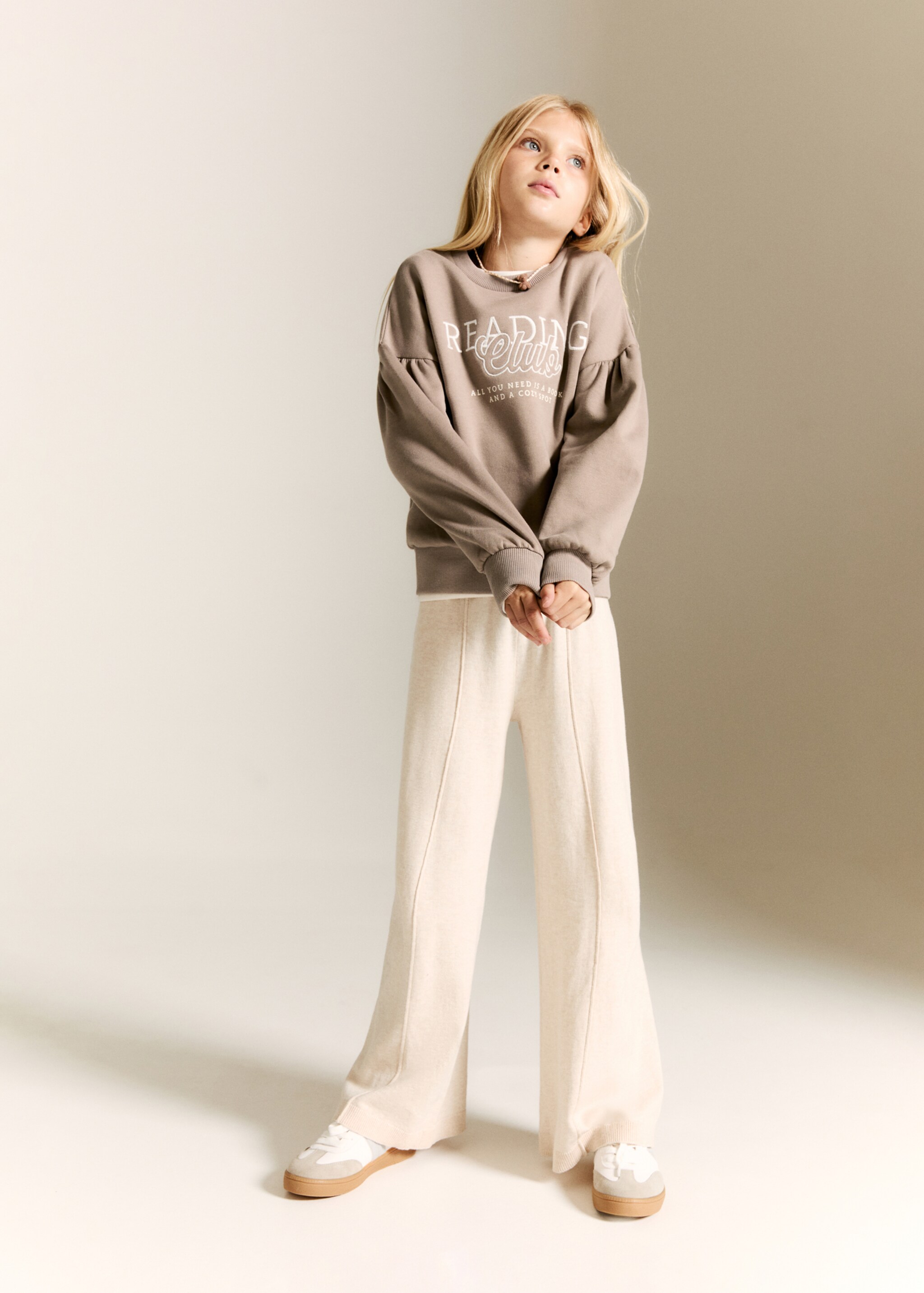 Embroidered cotton sweatshirt - General plane, Medium Brown. Ref: 17036344-00.