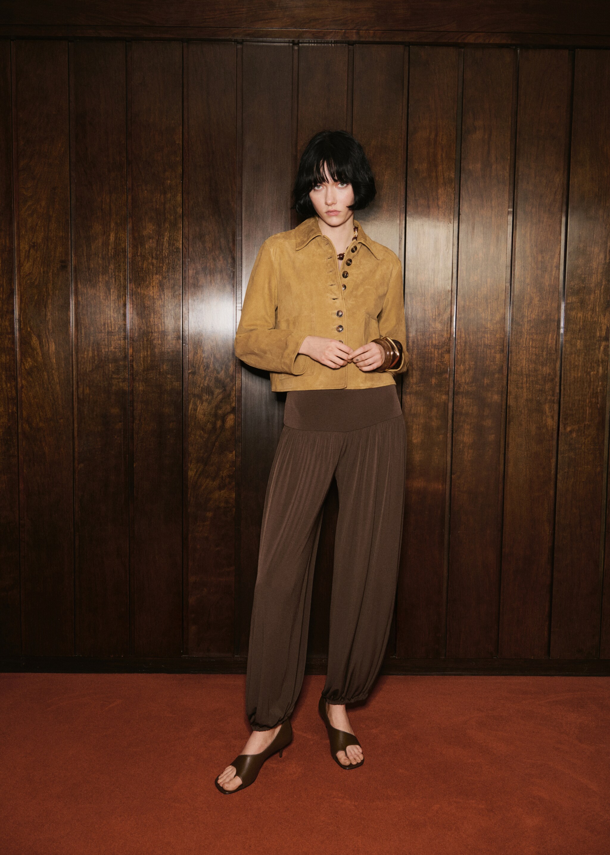 Veste daim boutons - Plan général, Ocre. Ref: 17036346-00.