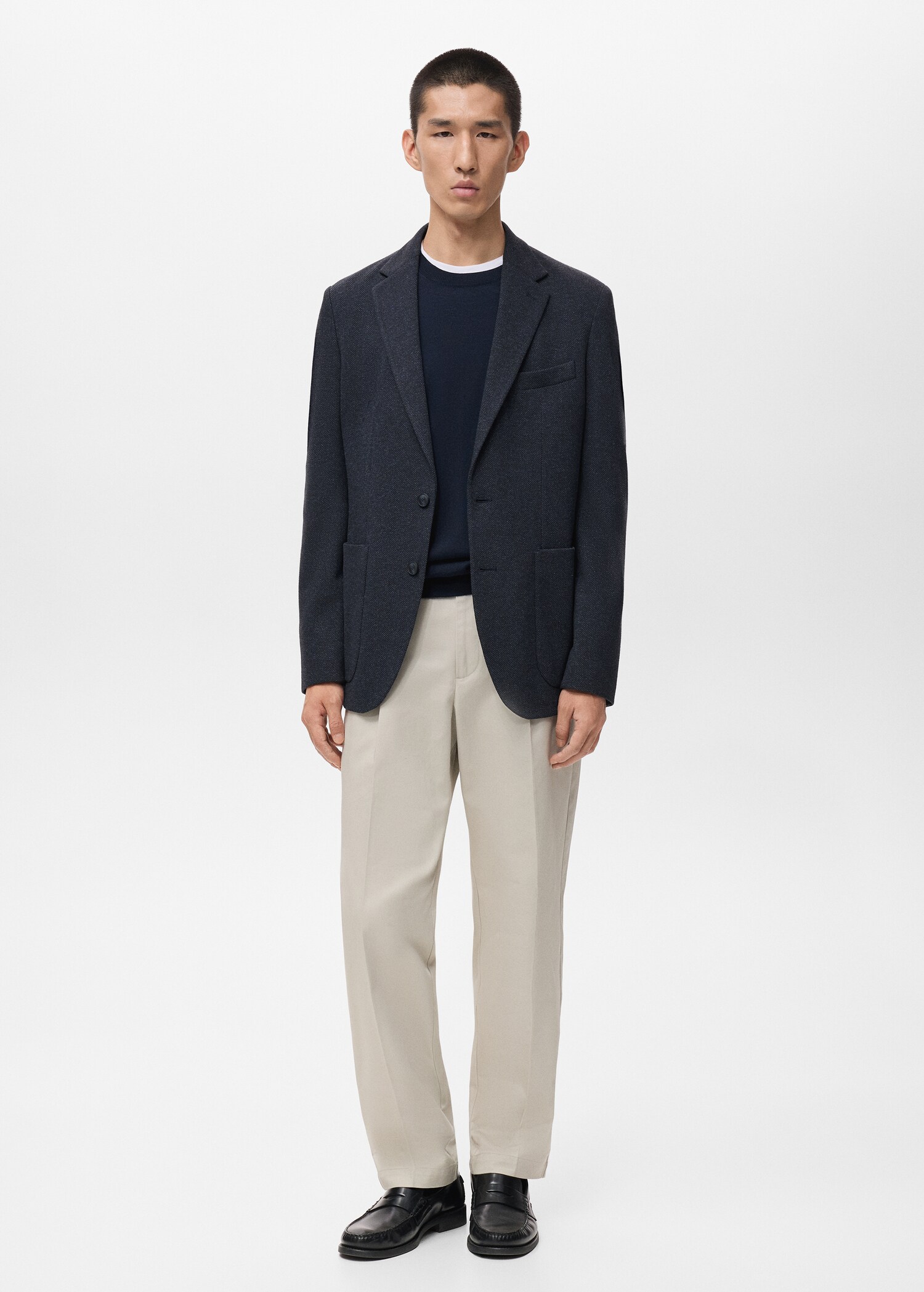 Slim-fit herringbone tailored jacket - General plane