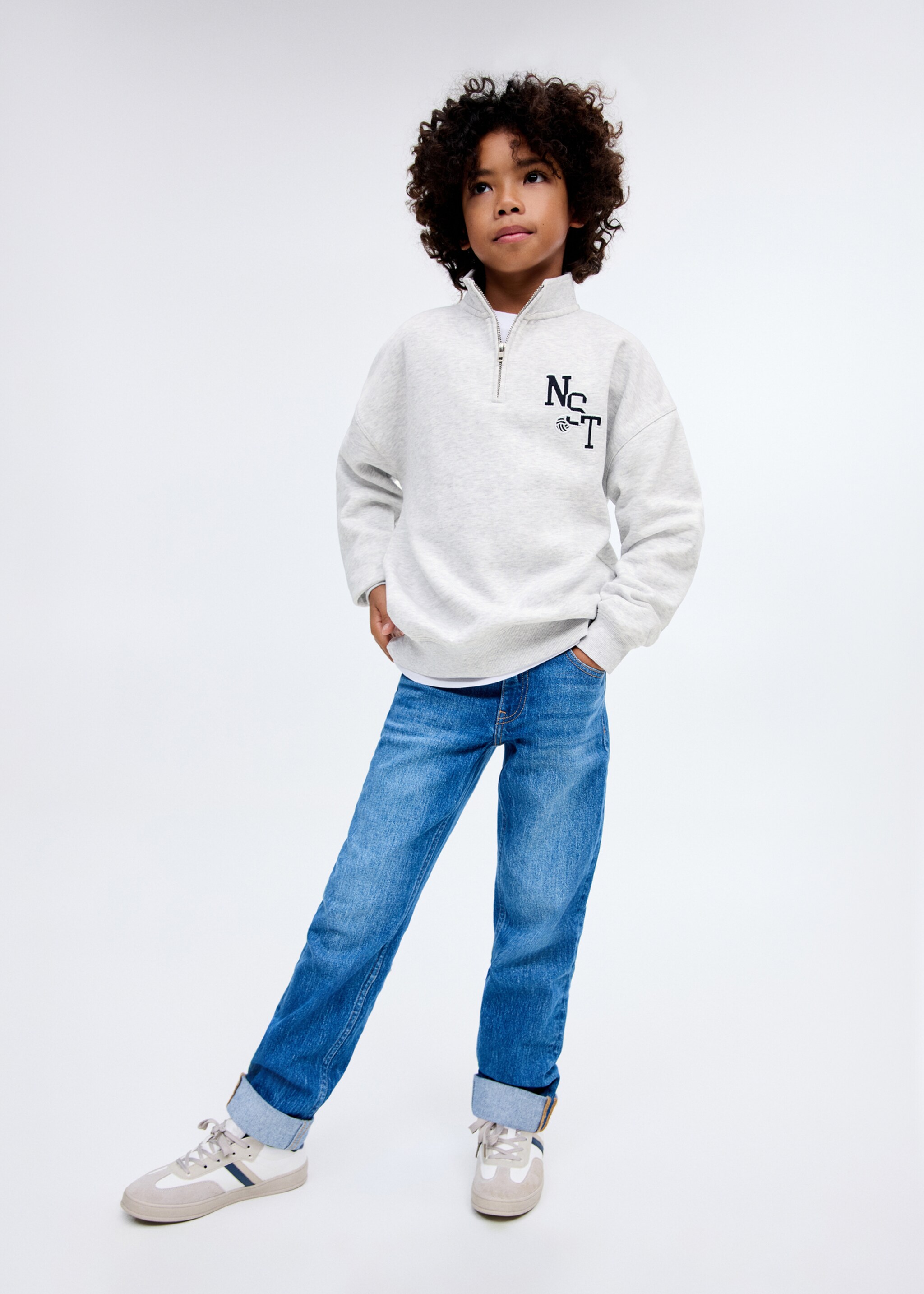 Perkins-neck cotton sweater - General plane, Medium Heather Grey. Ref: 17036731-00.