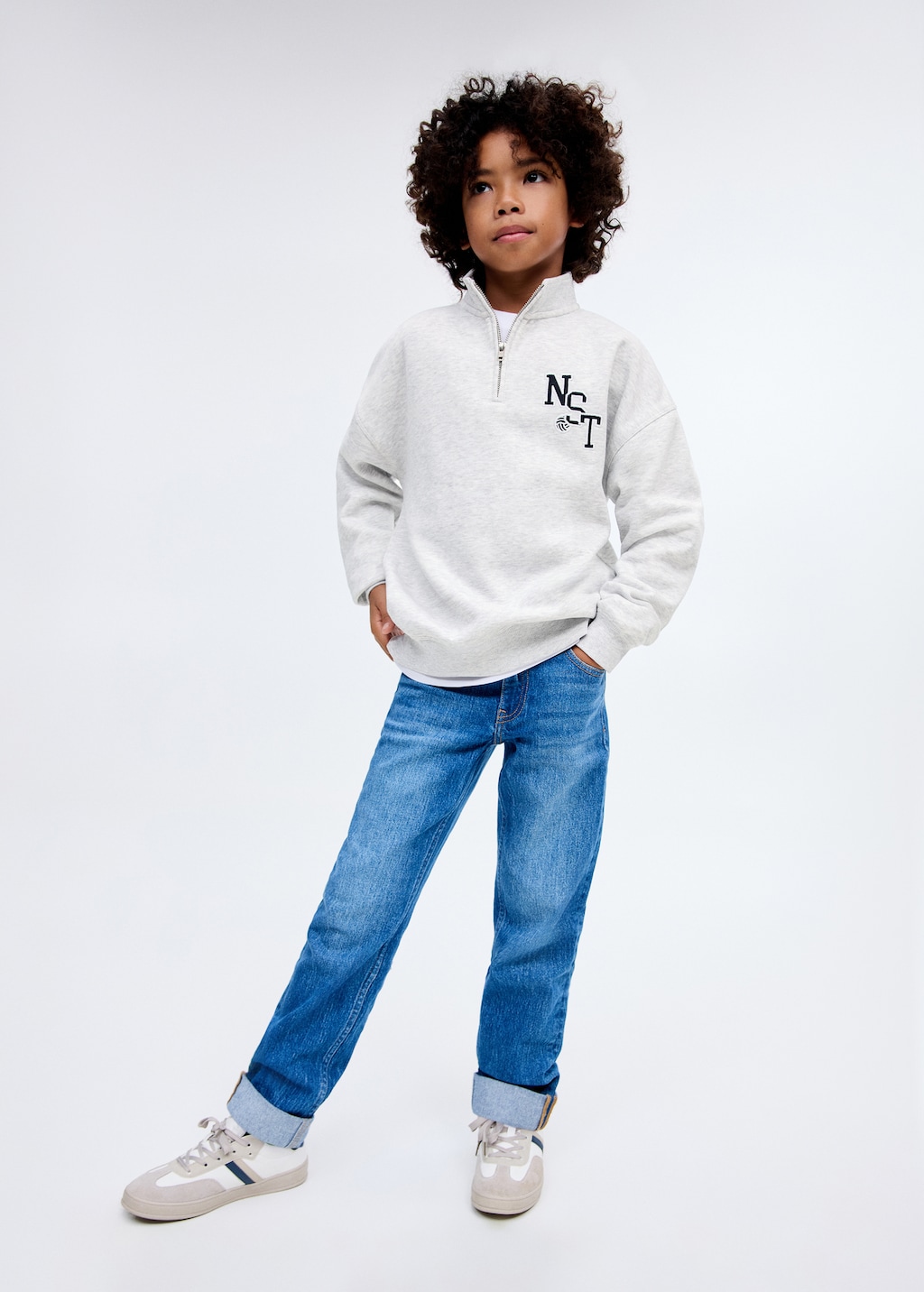 Perkins-neck cotton sweater