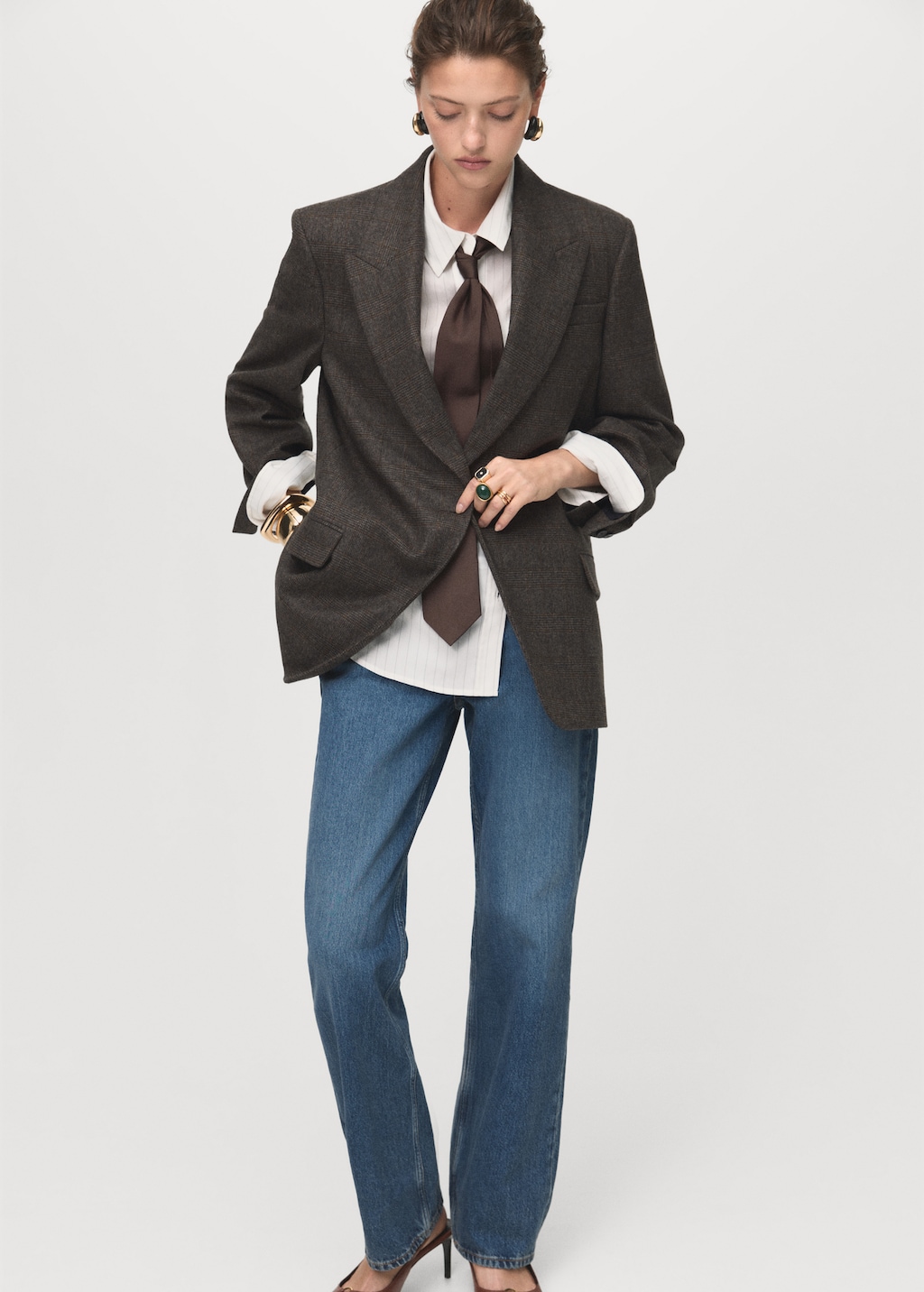 Micro houndstooth wool blazer