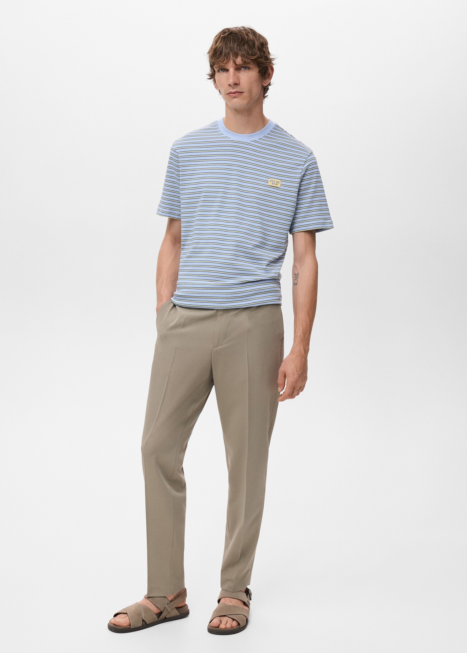 Regular-fit striped 100% cotton shirt - General plane