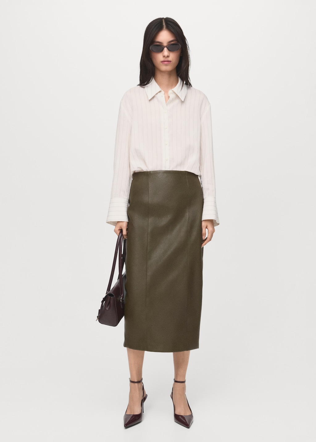 Mango Faux-leather pencil skirt