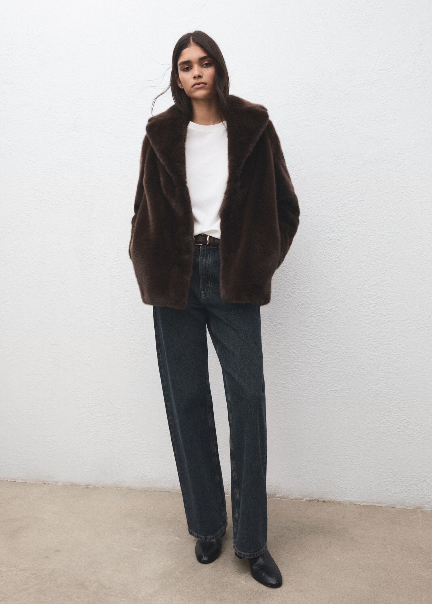 Fellimitat-Mantel mit Reverskragen - Allgemeine Ansicht