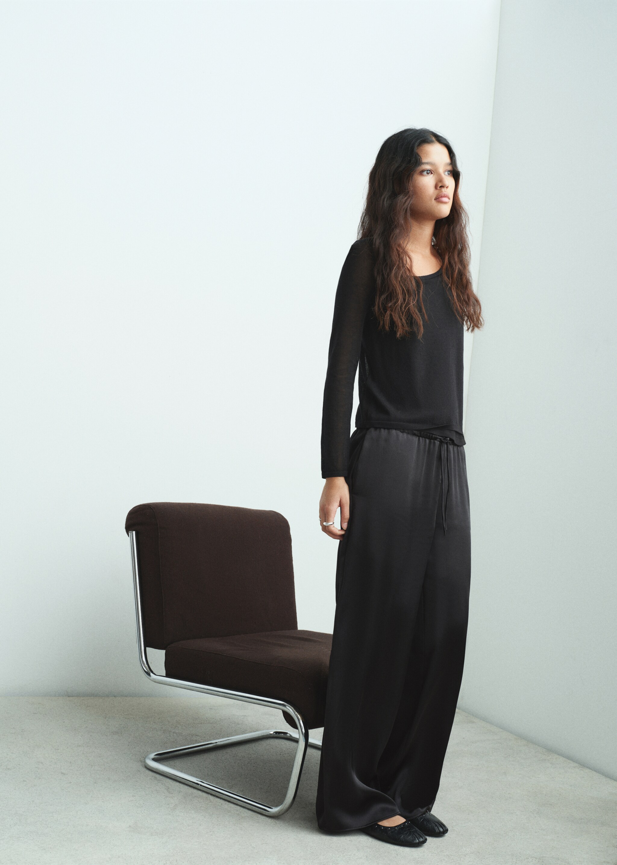 Pantalon fluide wideleg - Plan général, Noir. Ref: 17038275-00.