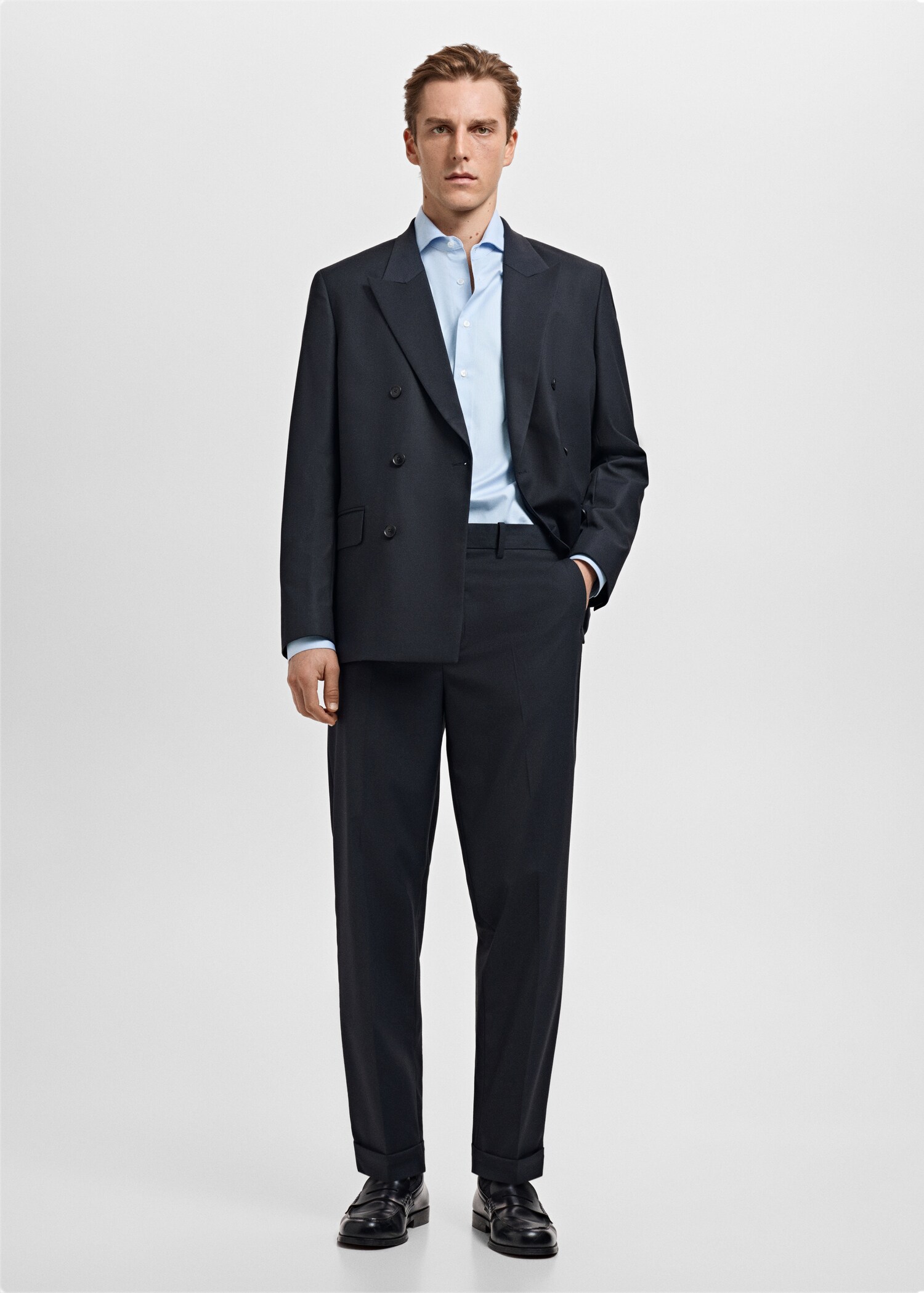 Striped-print slim-fit suit shirt - General plane