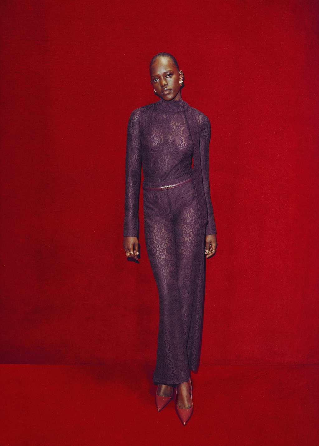 Lace shirt with scarf