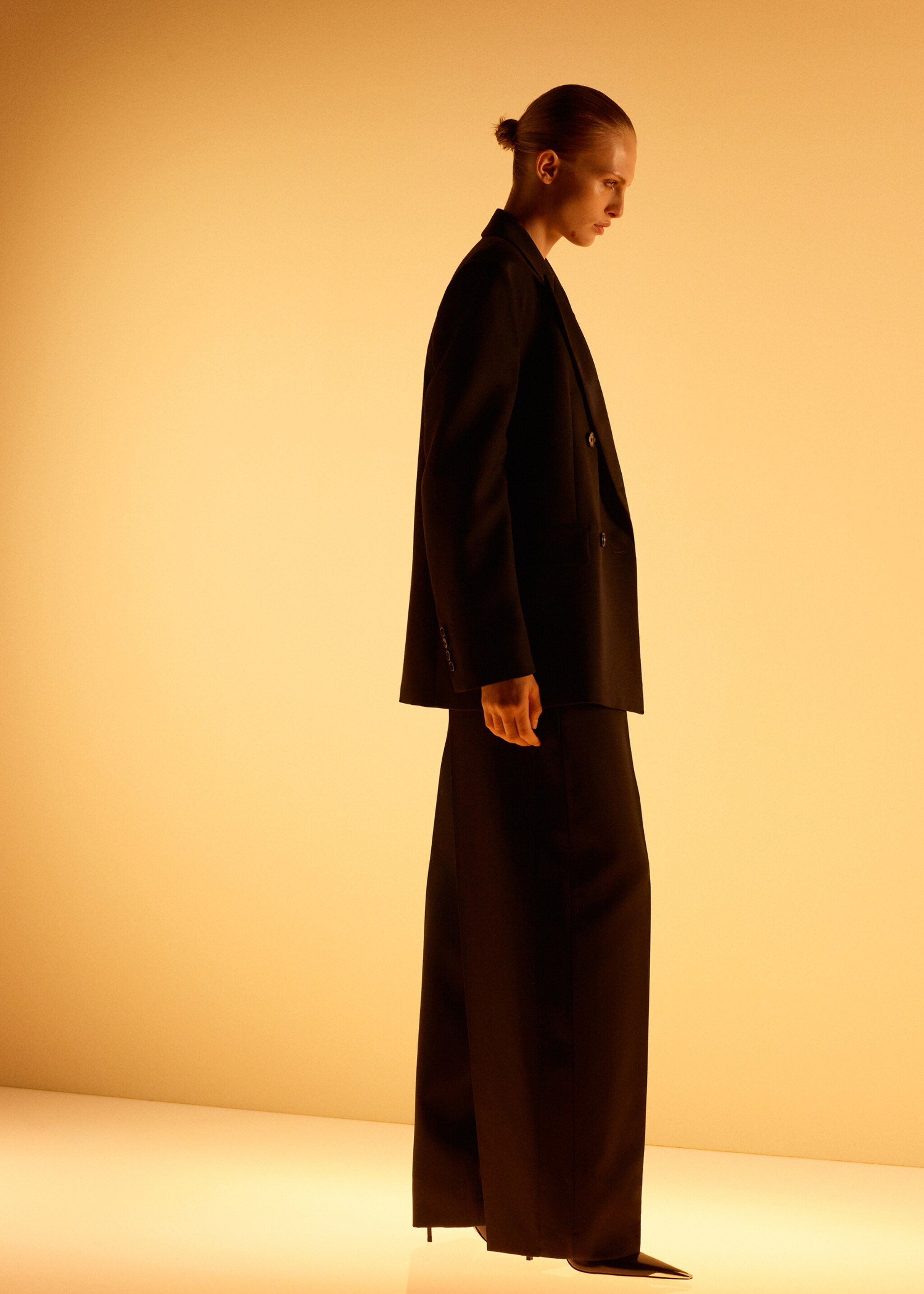 Wool-blend suit jacket with lapels - General plane, Black. Ref: 17039121-00.