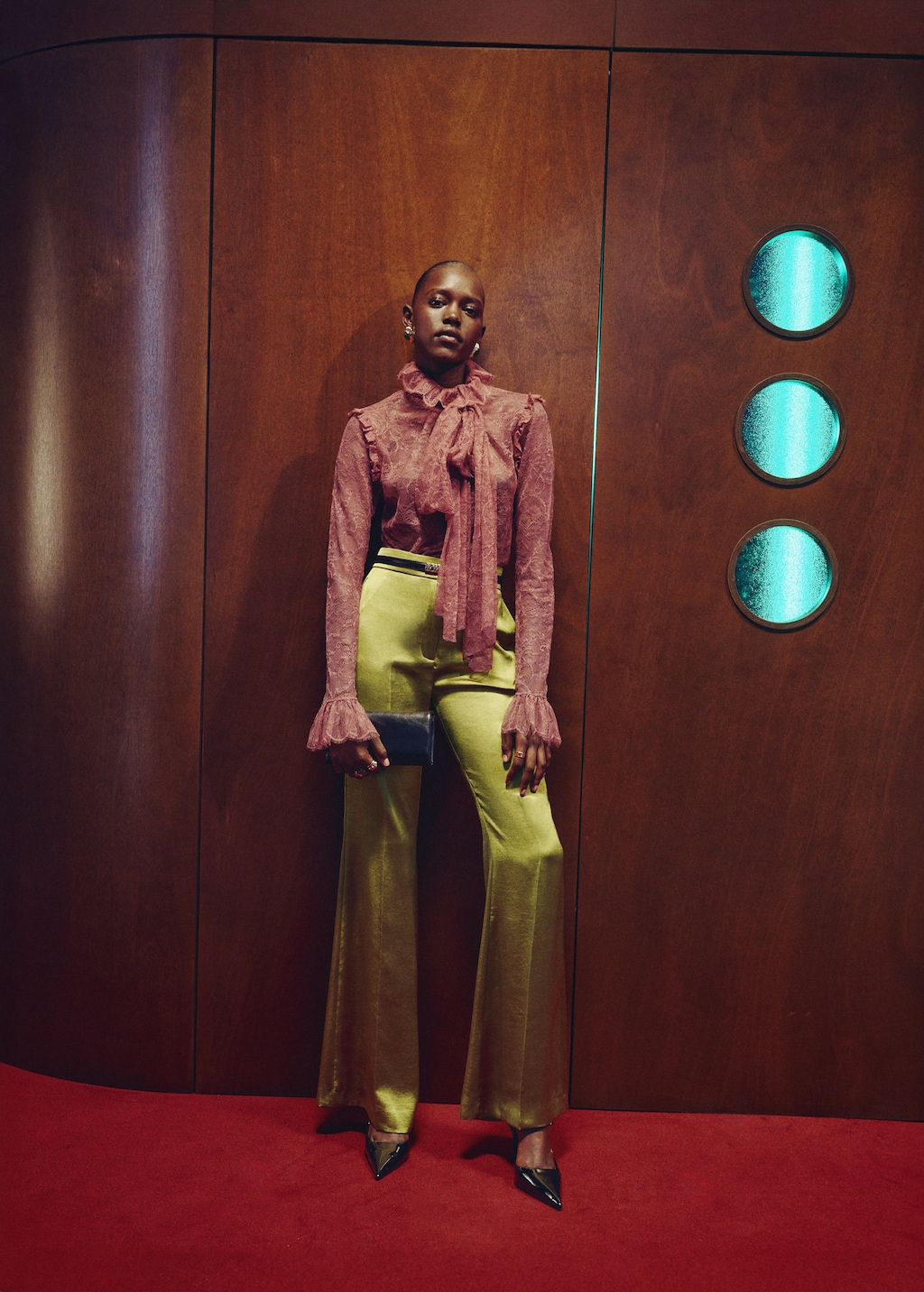 Satin straight-fit pants