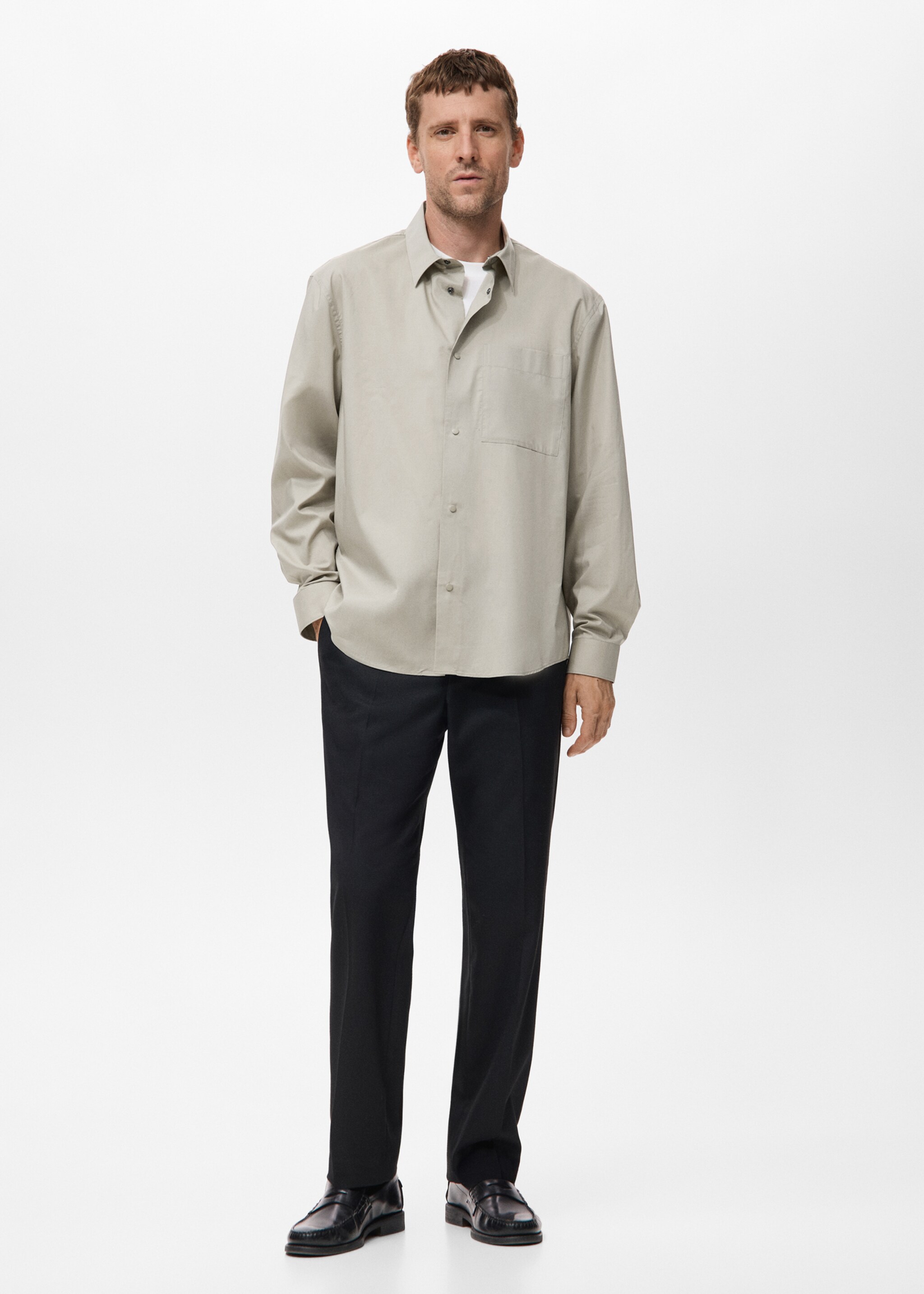 Chemise 100 % coton relaxed fit - Plan général, Beige. Ref: 17039208-00.