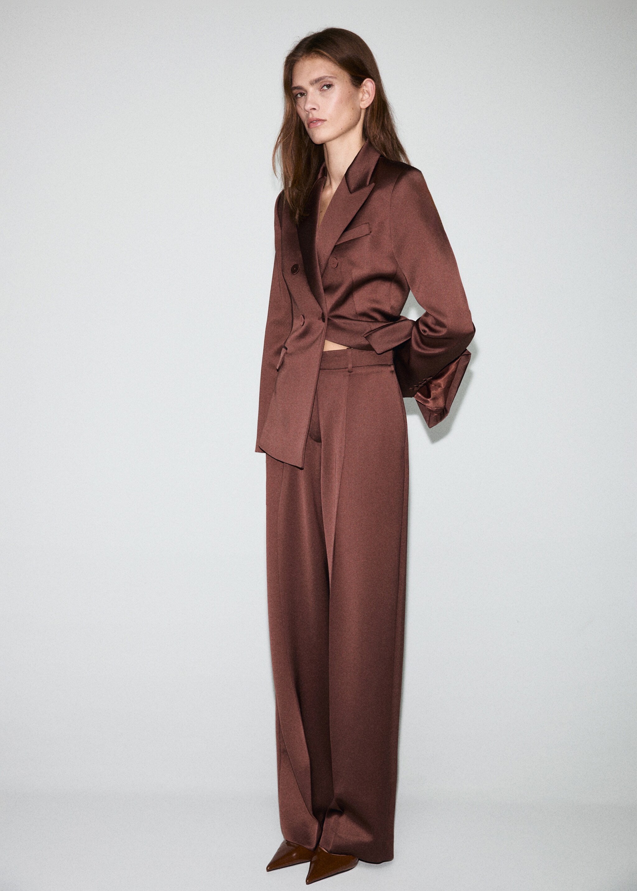 Satin suit trousers - General plane, Brown. Ref: 17039407-00.