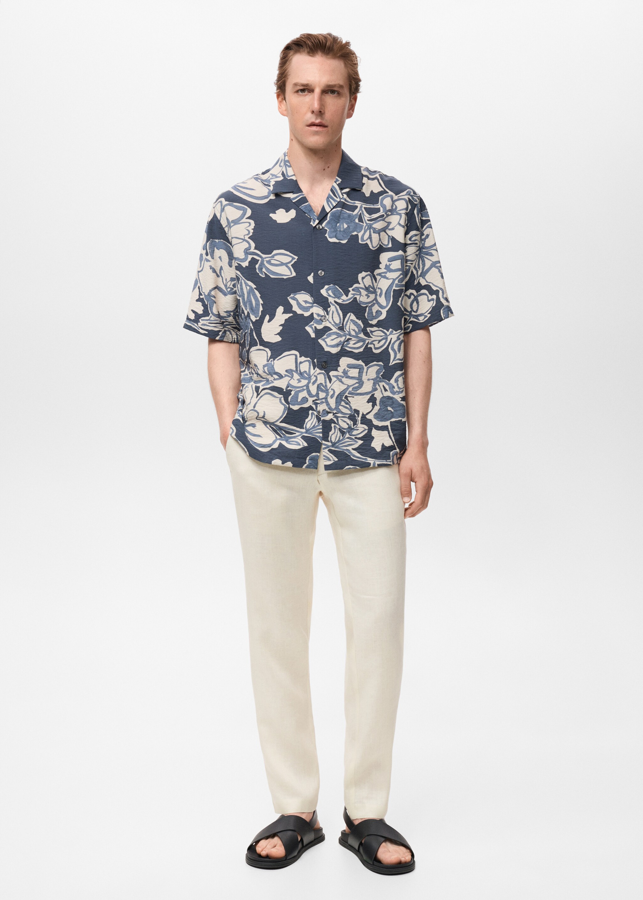 Pantalón 100% lino slim fit - Plano general