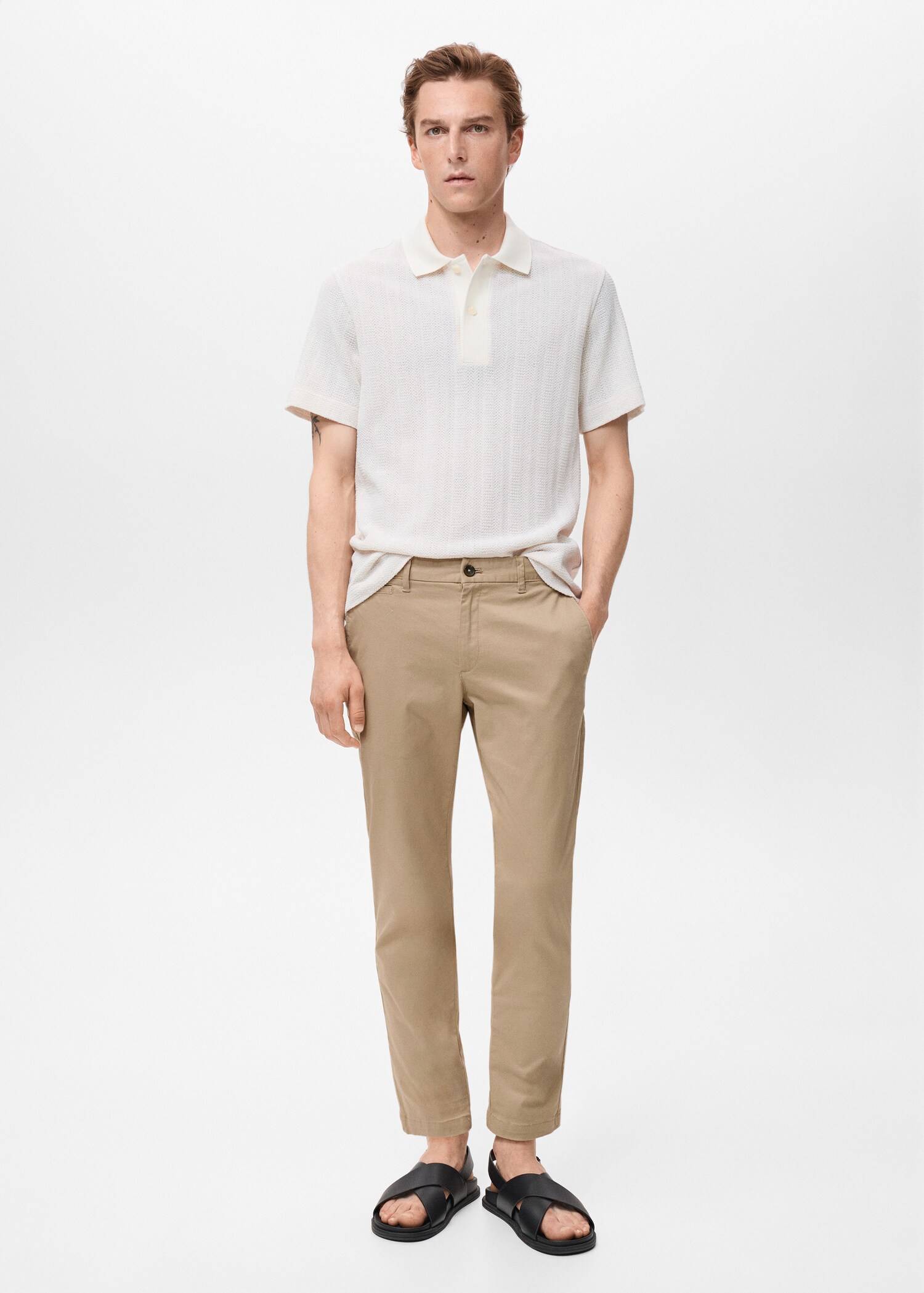 Spodnie chinosy Prato cropped tappered - Plan ogólny
