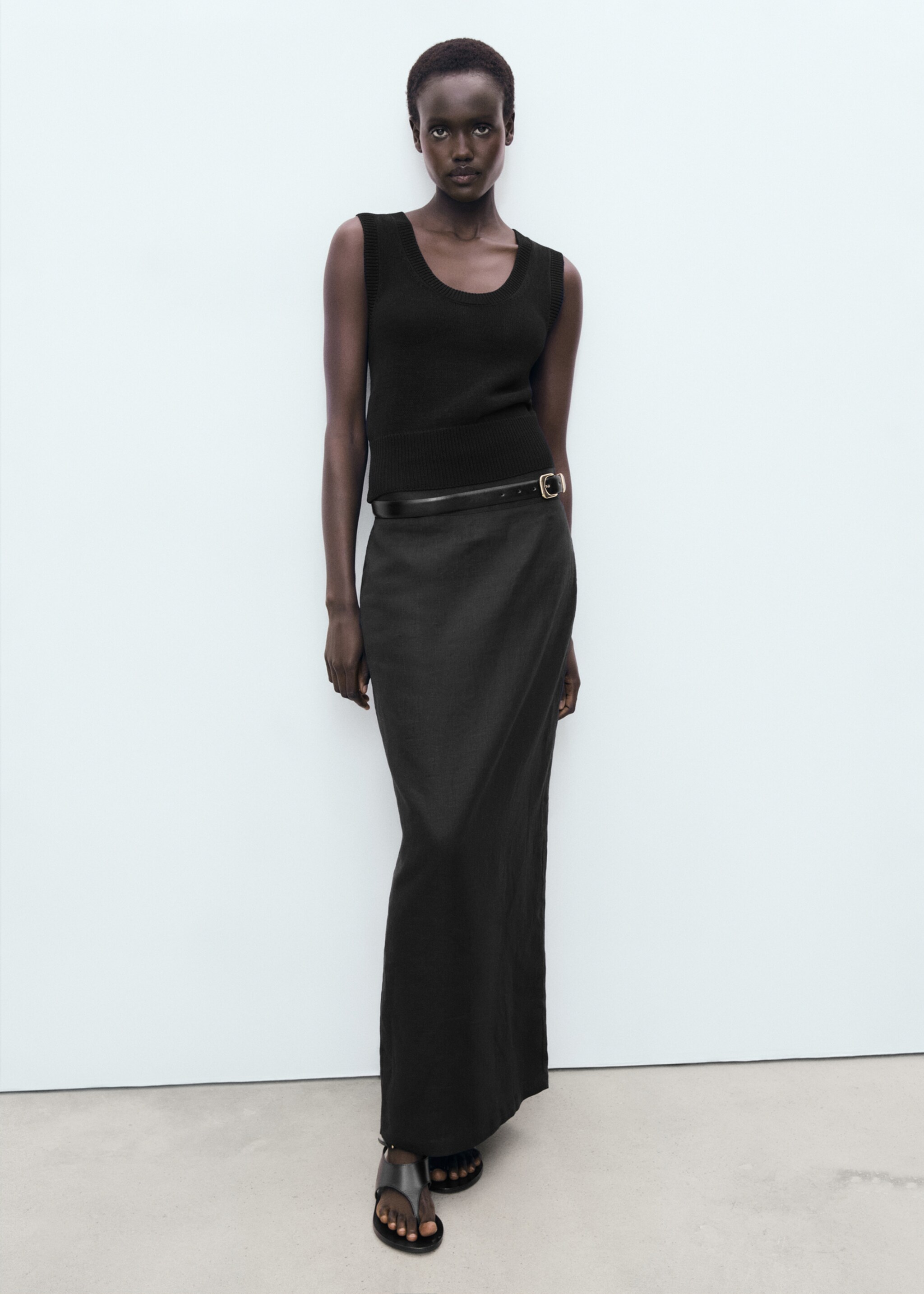 Linen pencil skirt - General plane