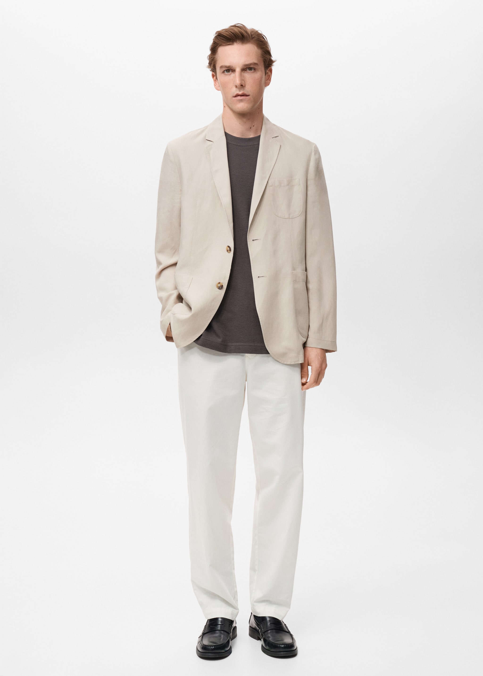 Americana traje slim fit lino - Plano general