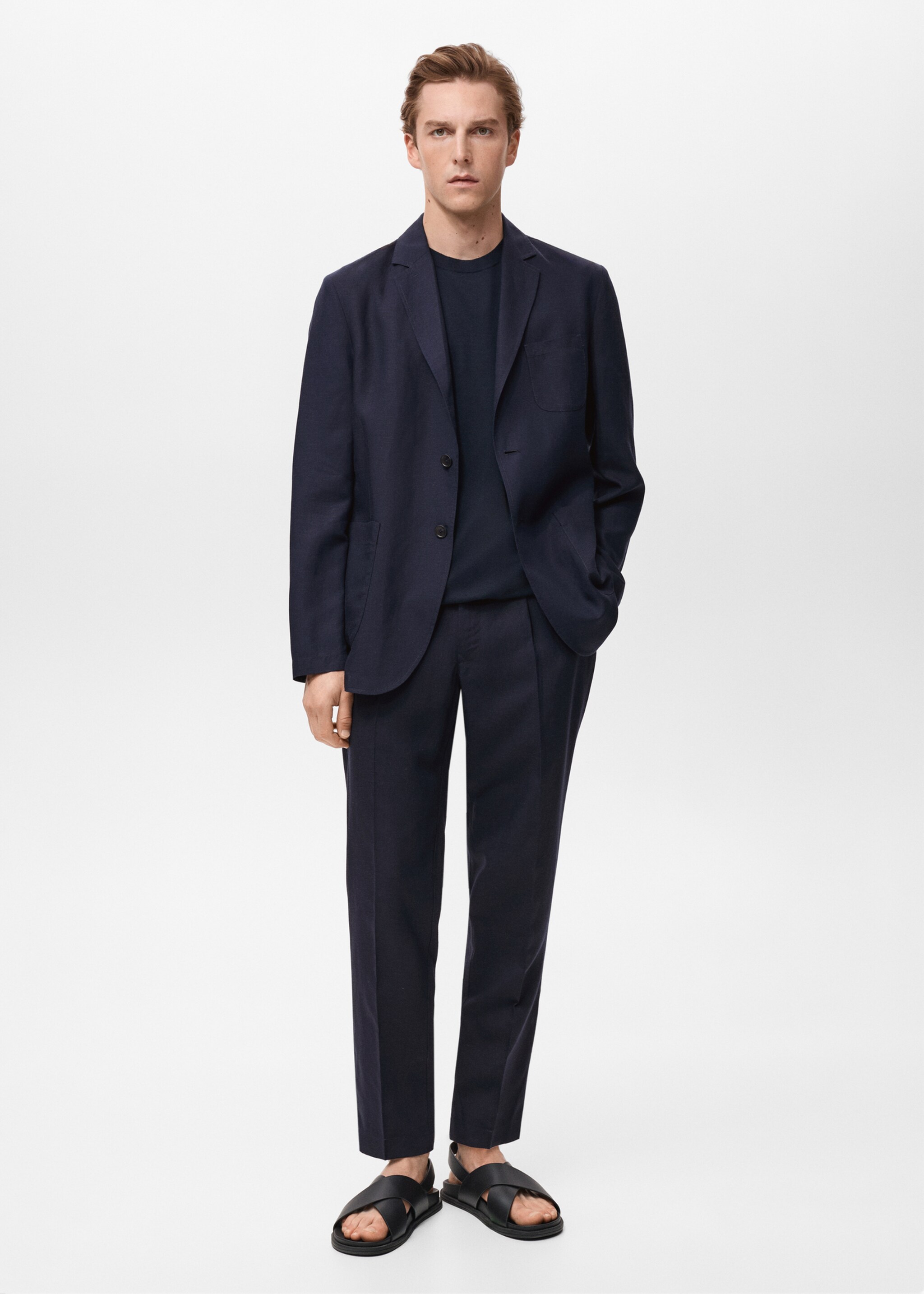 Americana traje slim fit lino - Plano general