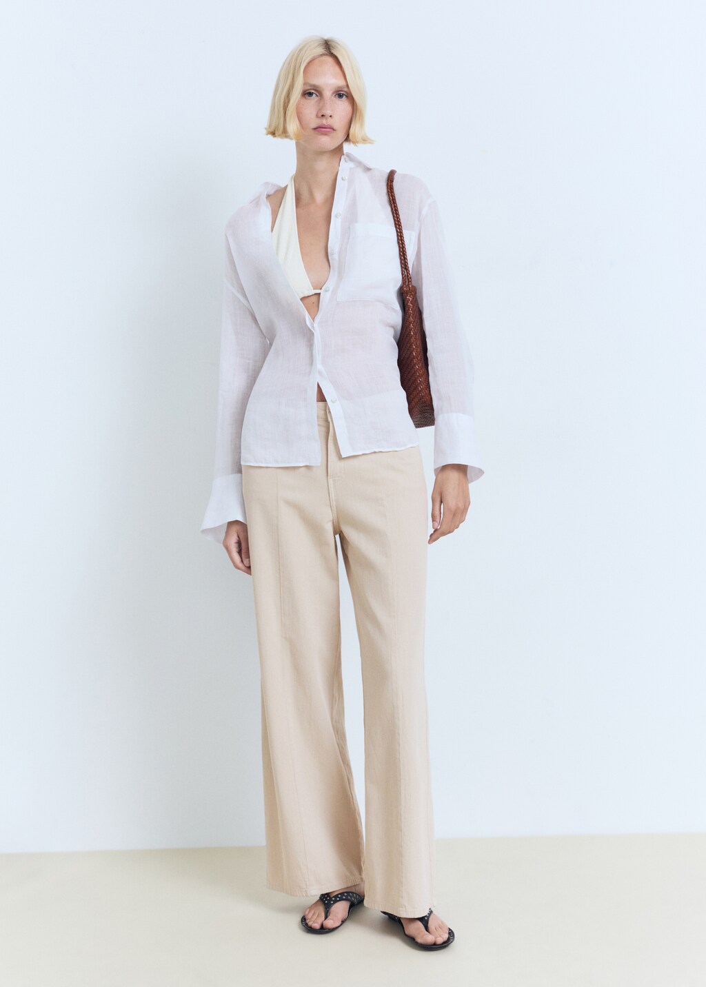 Straight-fit mid-rise denim pants - image 2