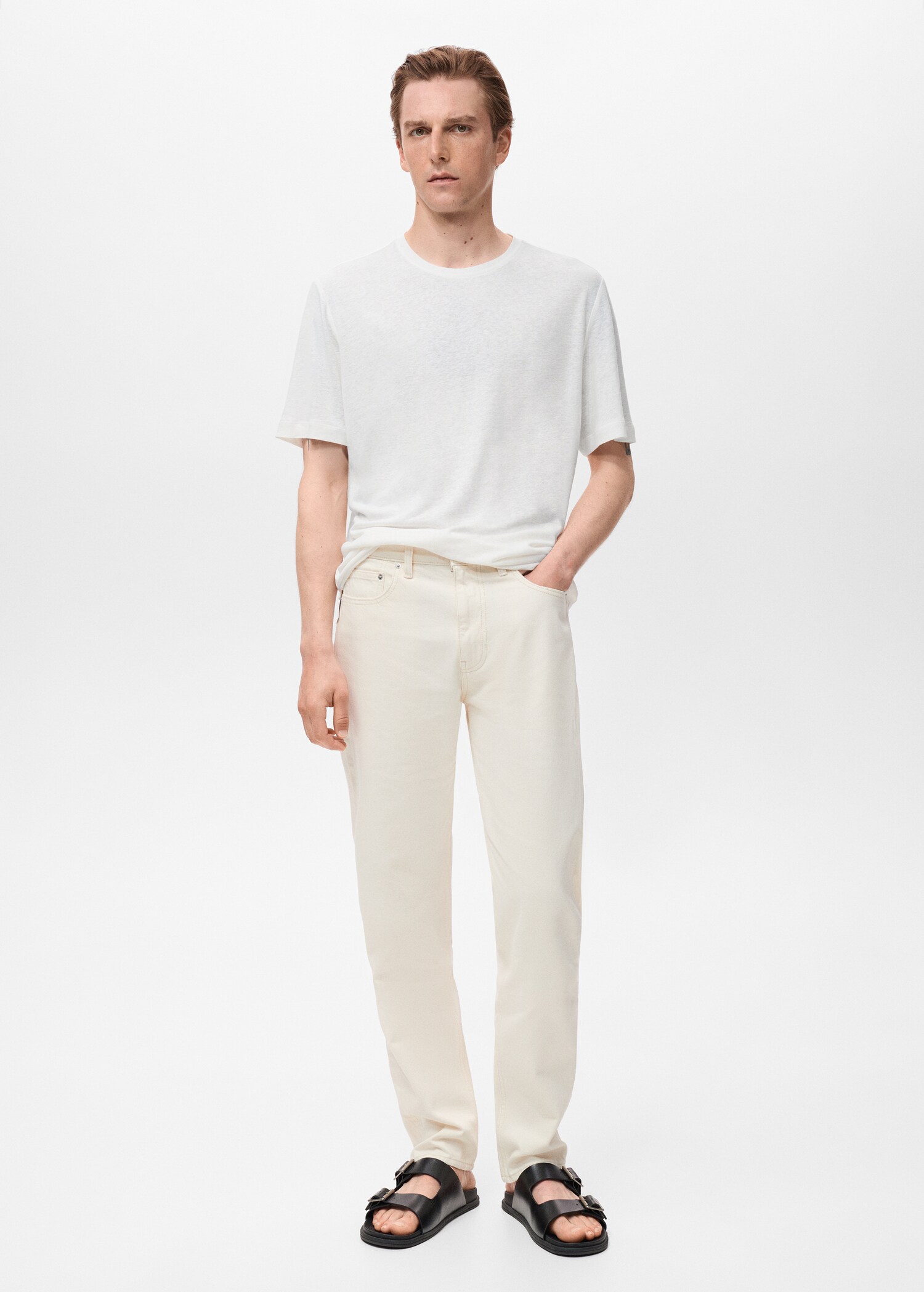 Slim fit keten tişört - Genel plan
