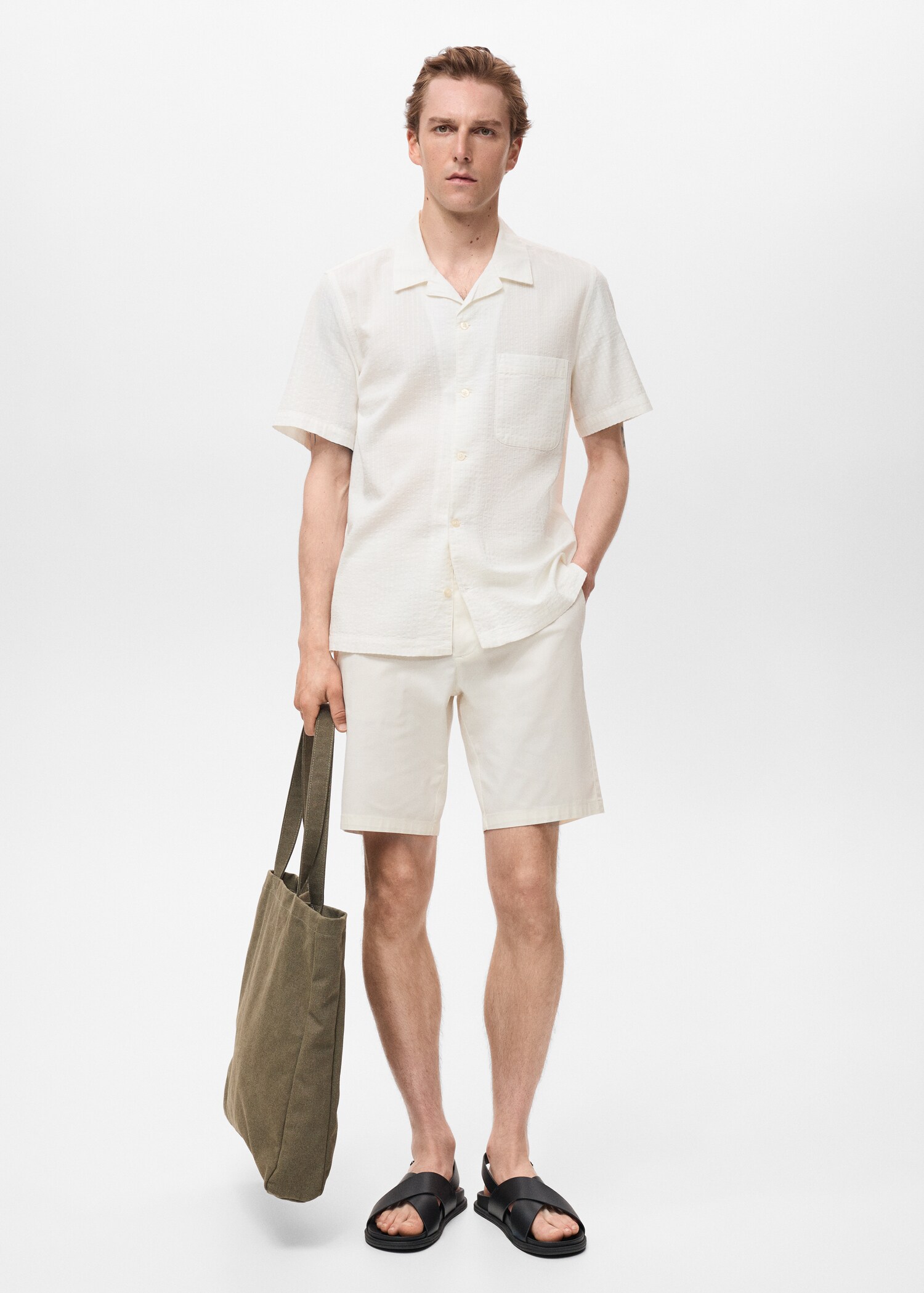 Regular fit seersucker shirt - General plane