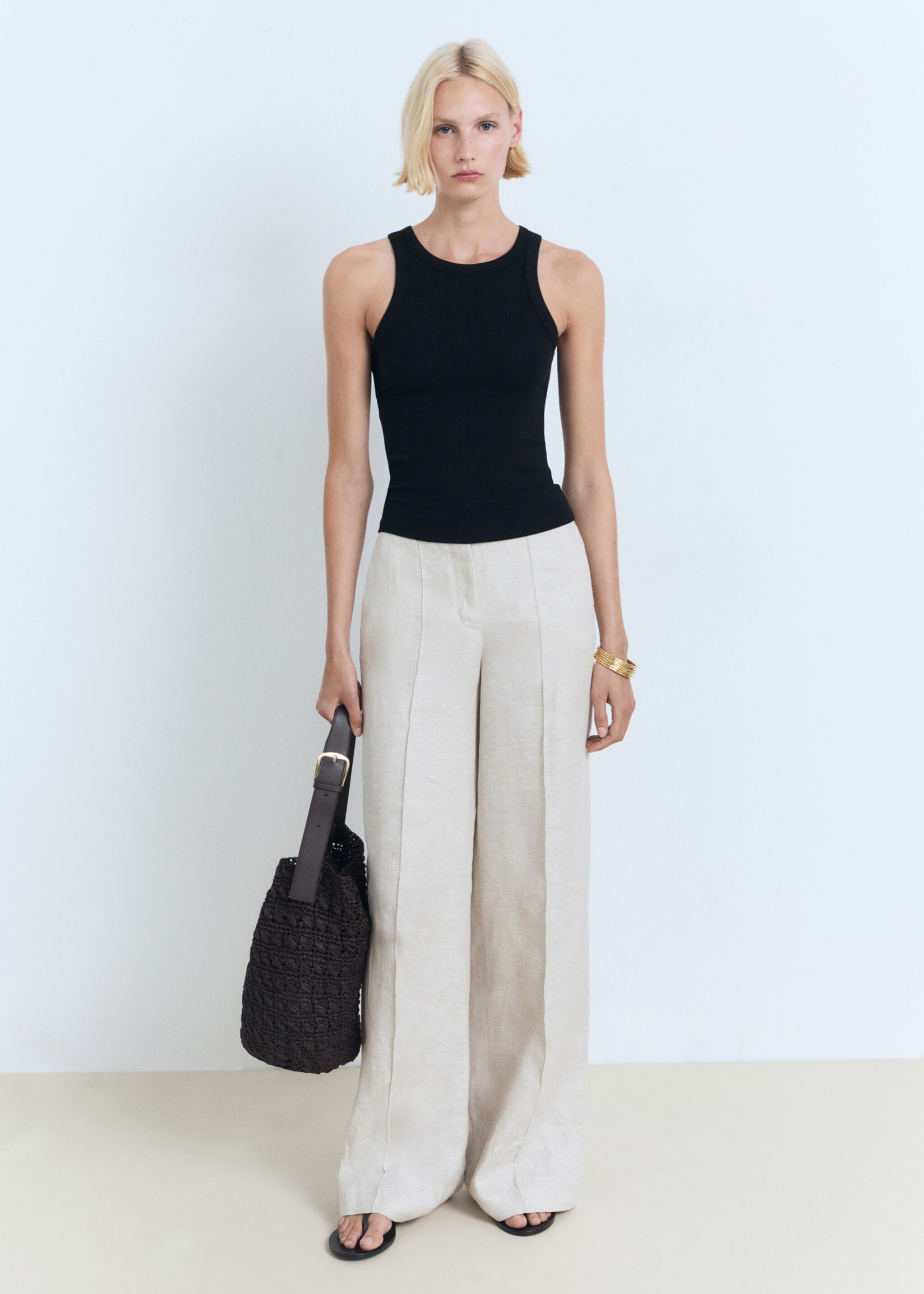 Ribbed cotton-blend top - General plane