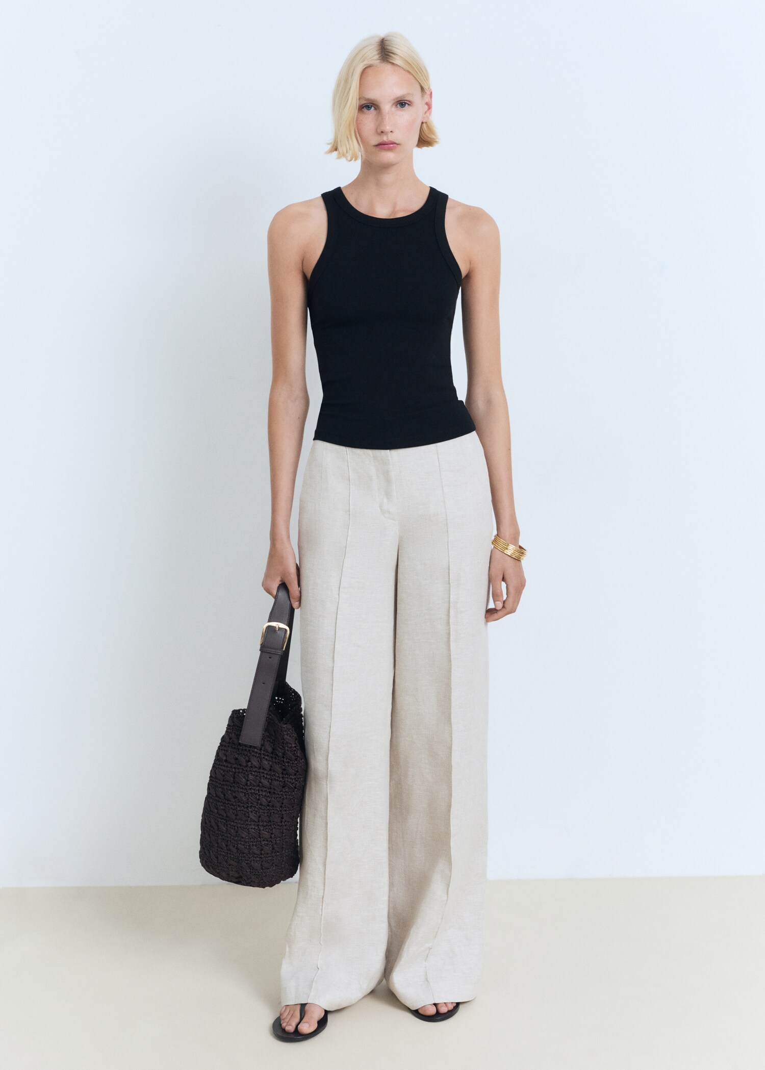 Ribbed cotton-blend top - General plane
