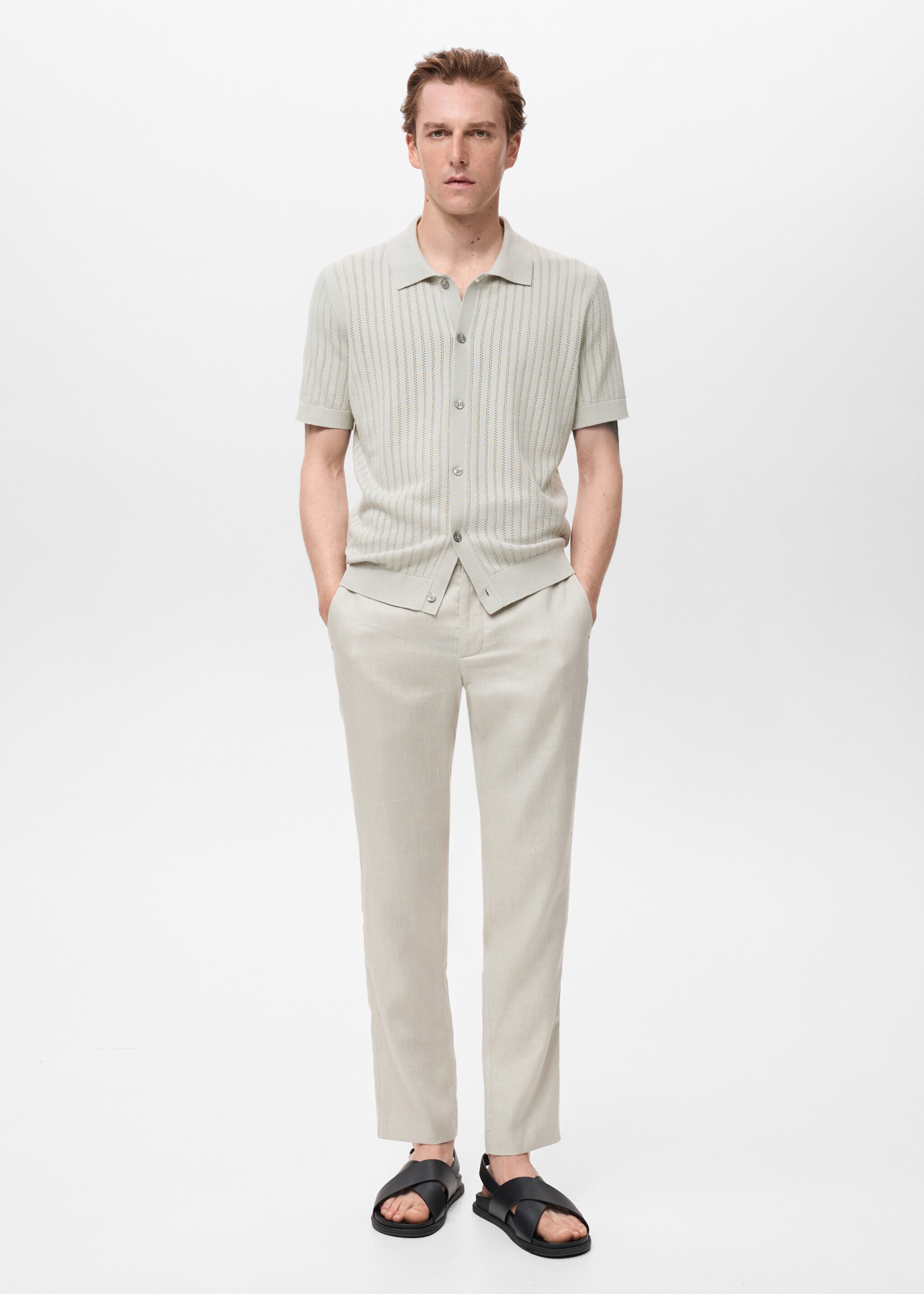 Cotton blouse with openwork detail - General plane