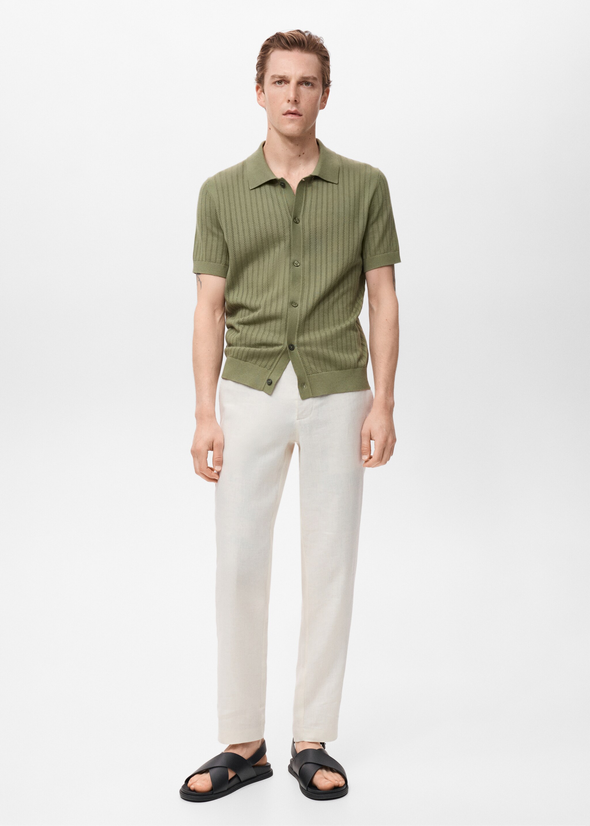 Cotton blouse with openwork detail - General plane