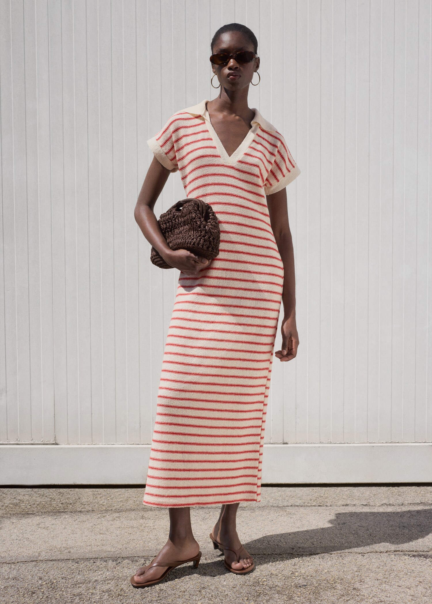 Long striped knitted dress - General plane