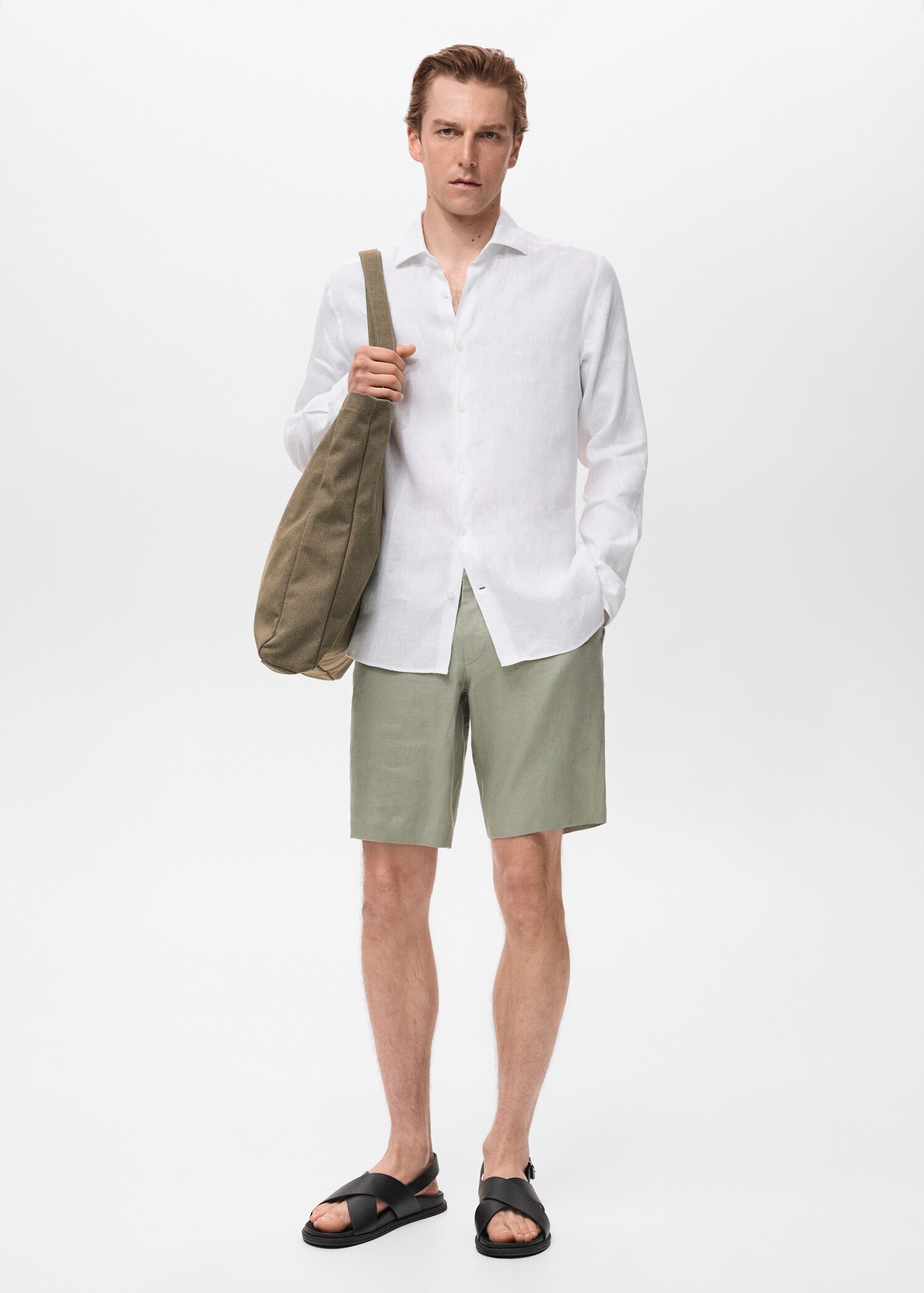 Slim Fit-Hemd aus 100 % Leinen - Allgemeine Ansicht