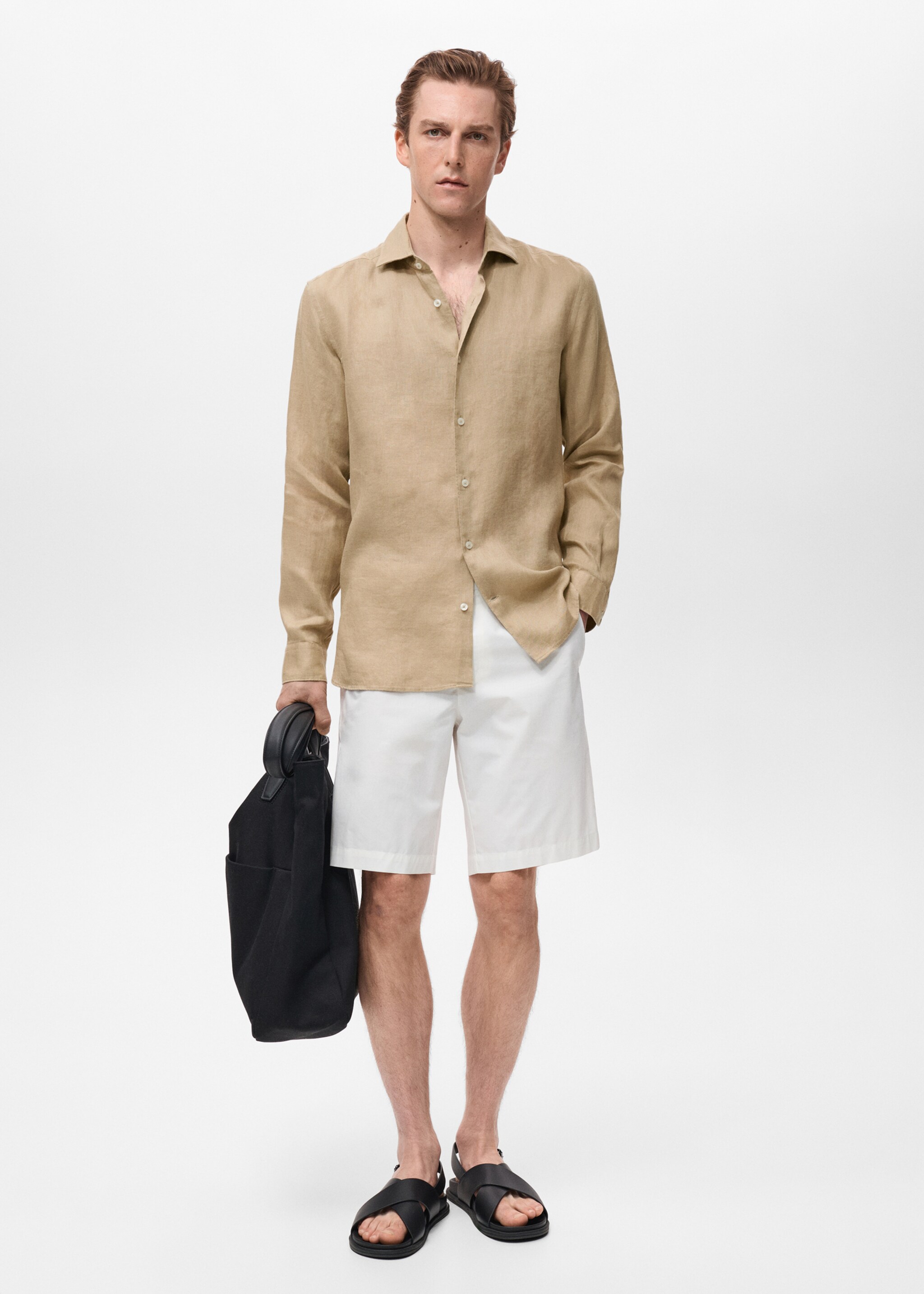 100% linen slim-fit shirt - General plane