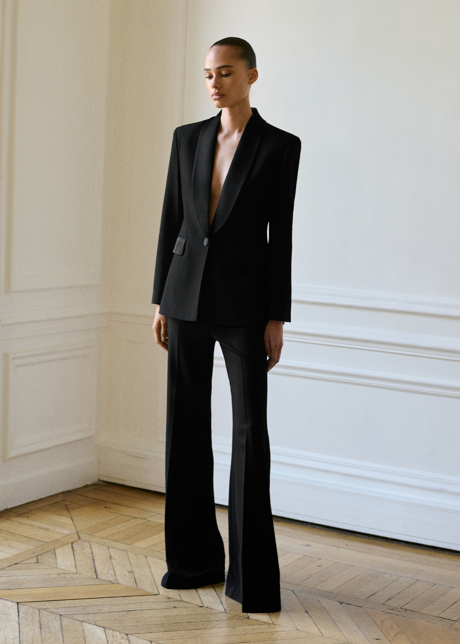 Blazer traje detalles satinados Mujer MANGO México