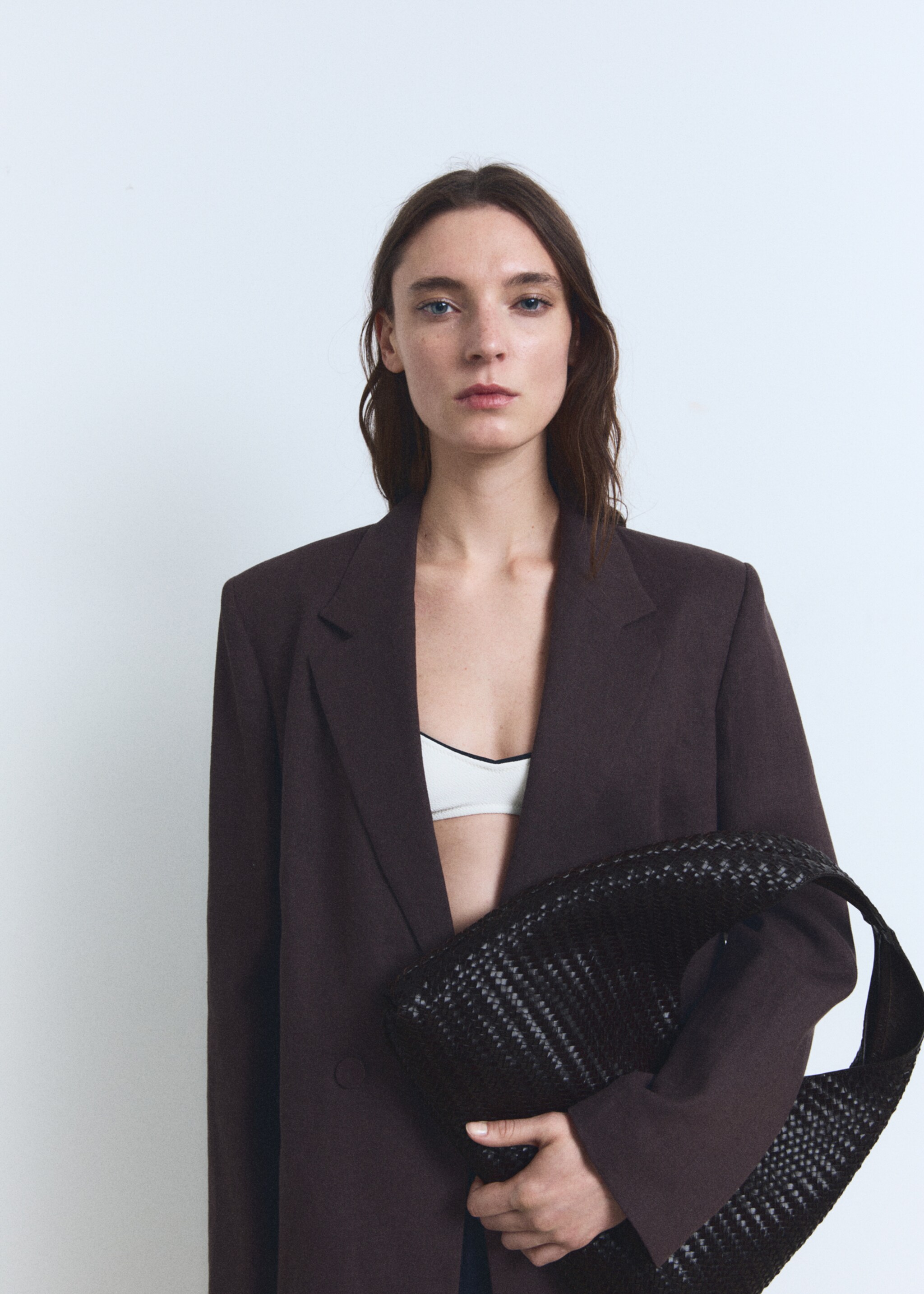 Braided leather shoulder bag - General plane