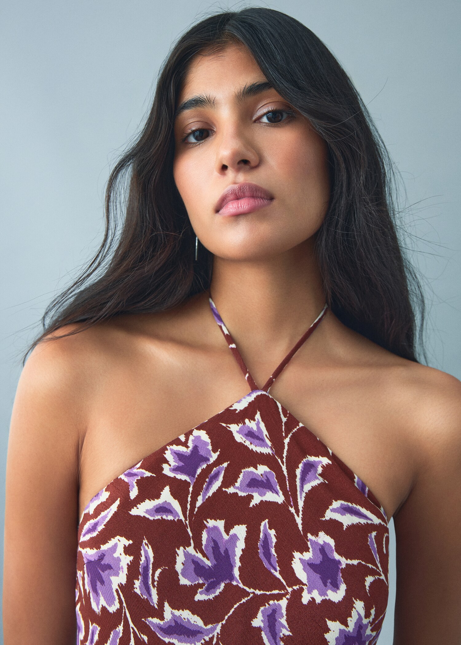 Floral-print halter dress - General plane