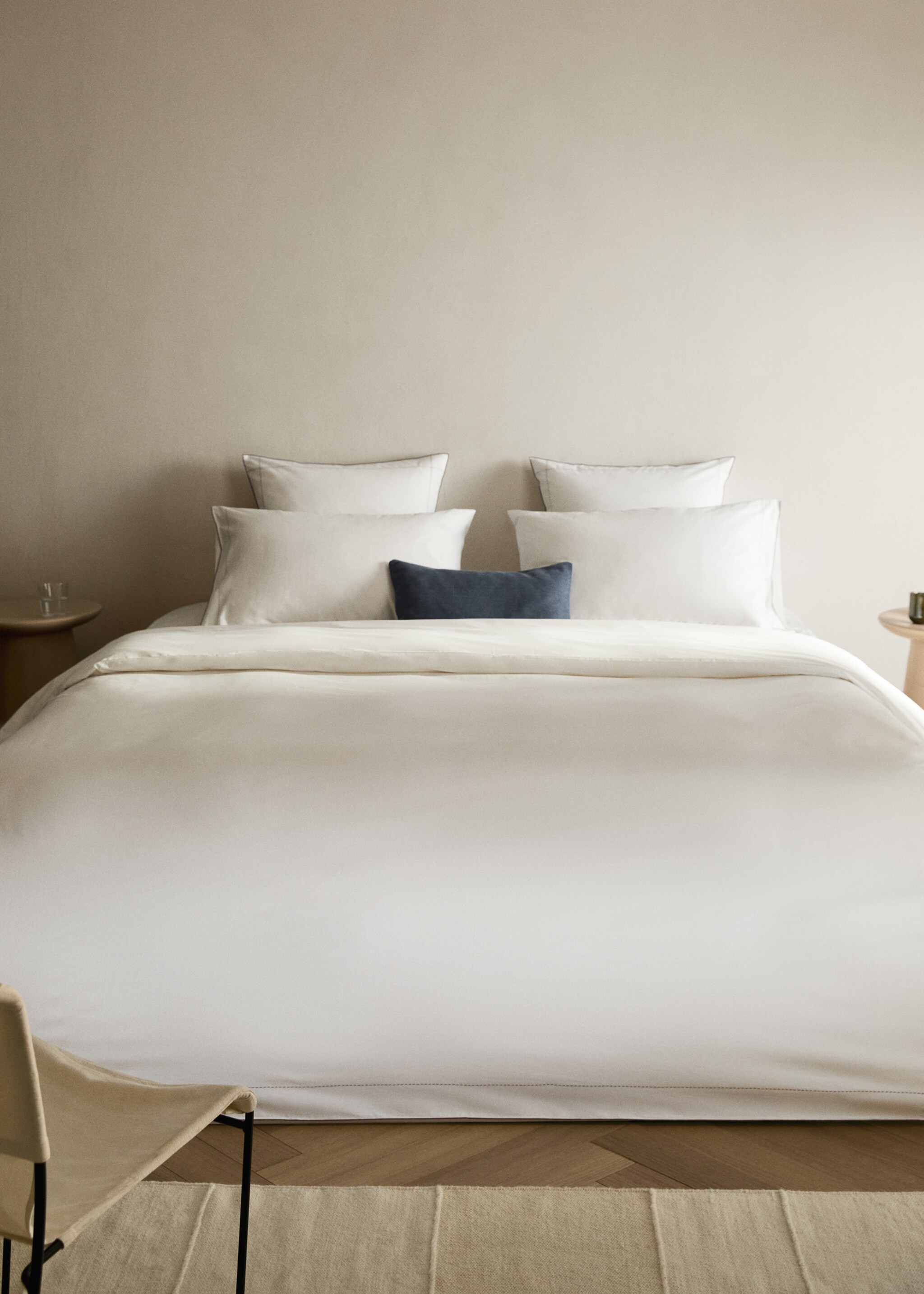 200-thread count percale cotton duvet cover for 150/160 cm bed - General plane, White. Ref: 17041523-00.
