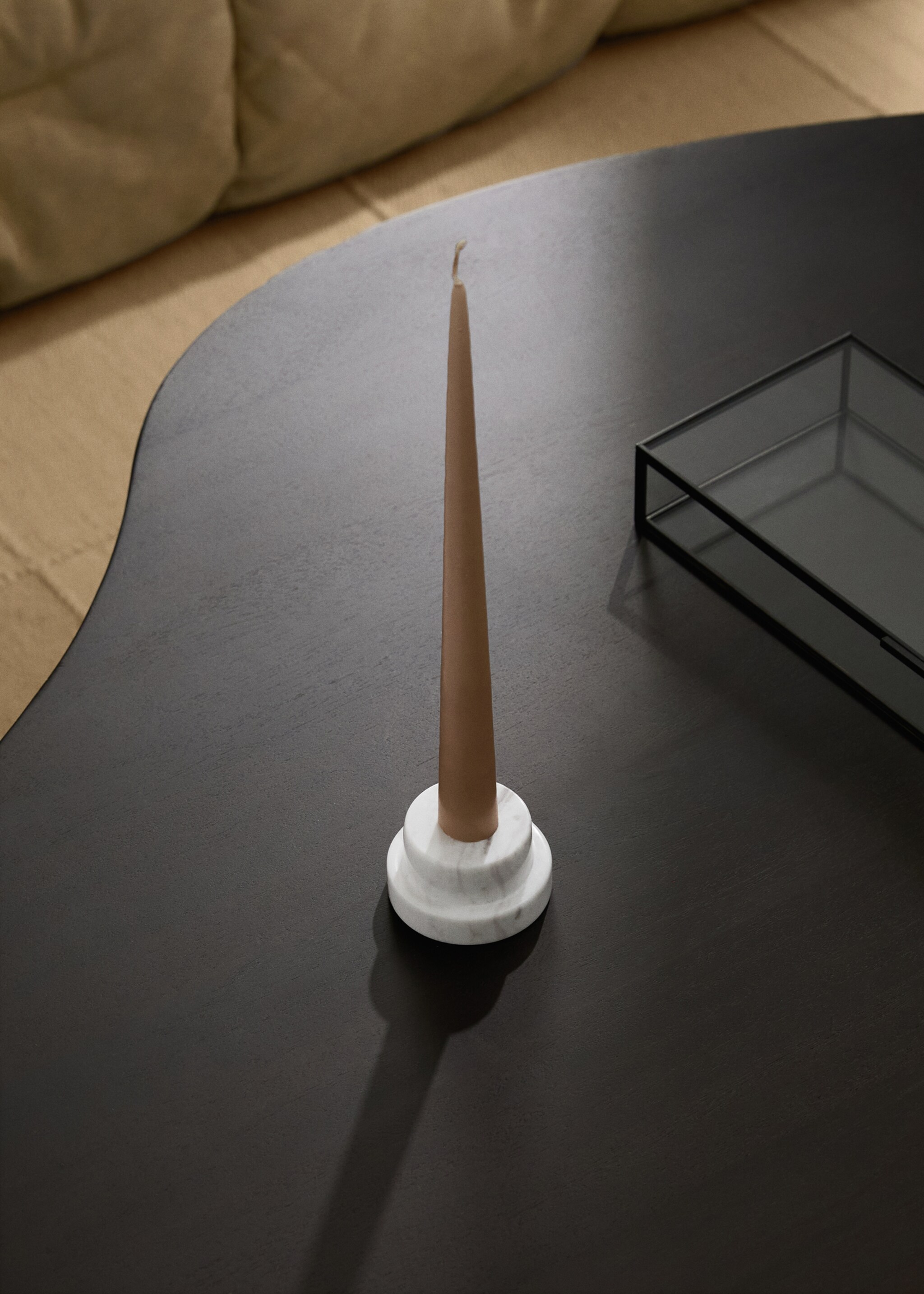 Reversible marble low candleholder - General plane, White. Ref: 17041531-00.