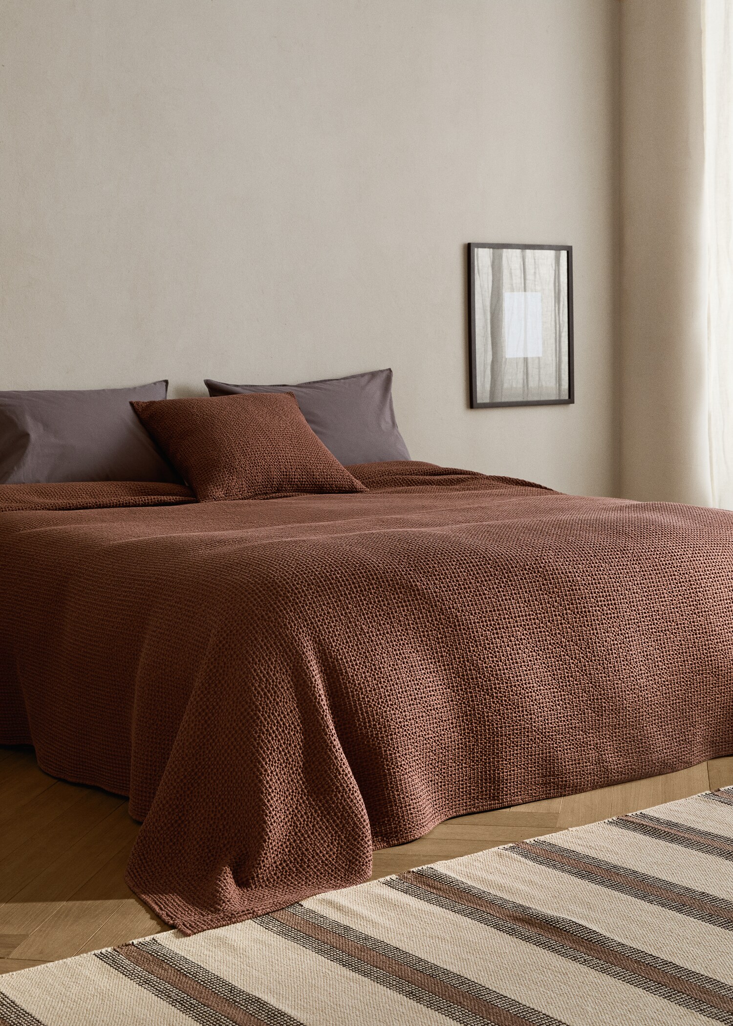 Colcha algodón garment-dyed waffle cama 180/200 cm - Plano general