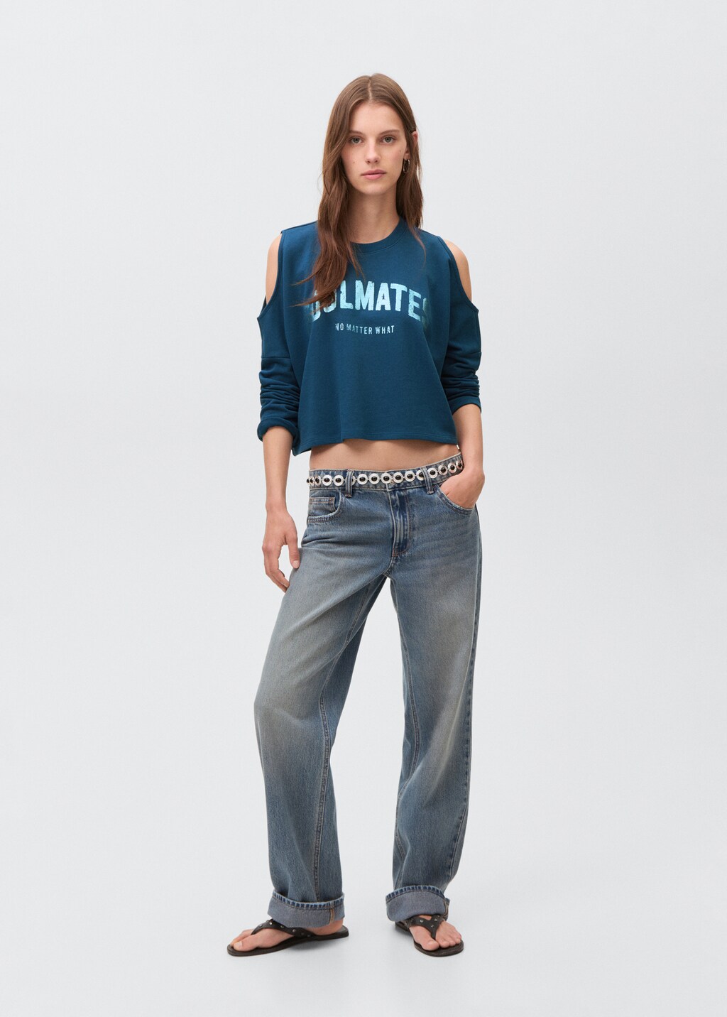 Printed sweatshirt with cut-out