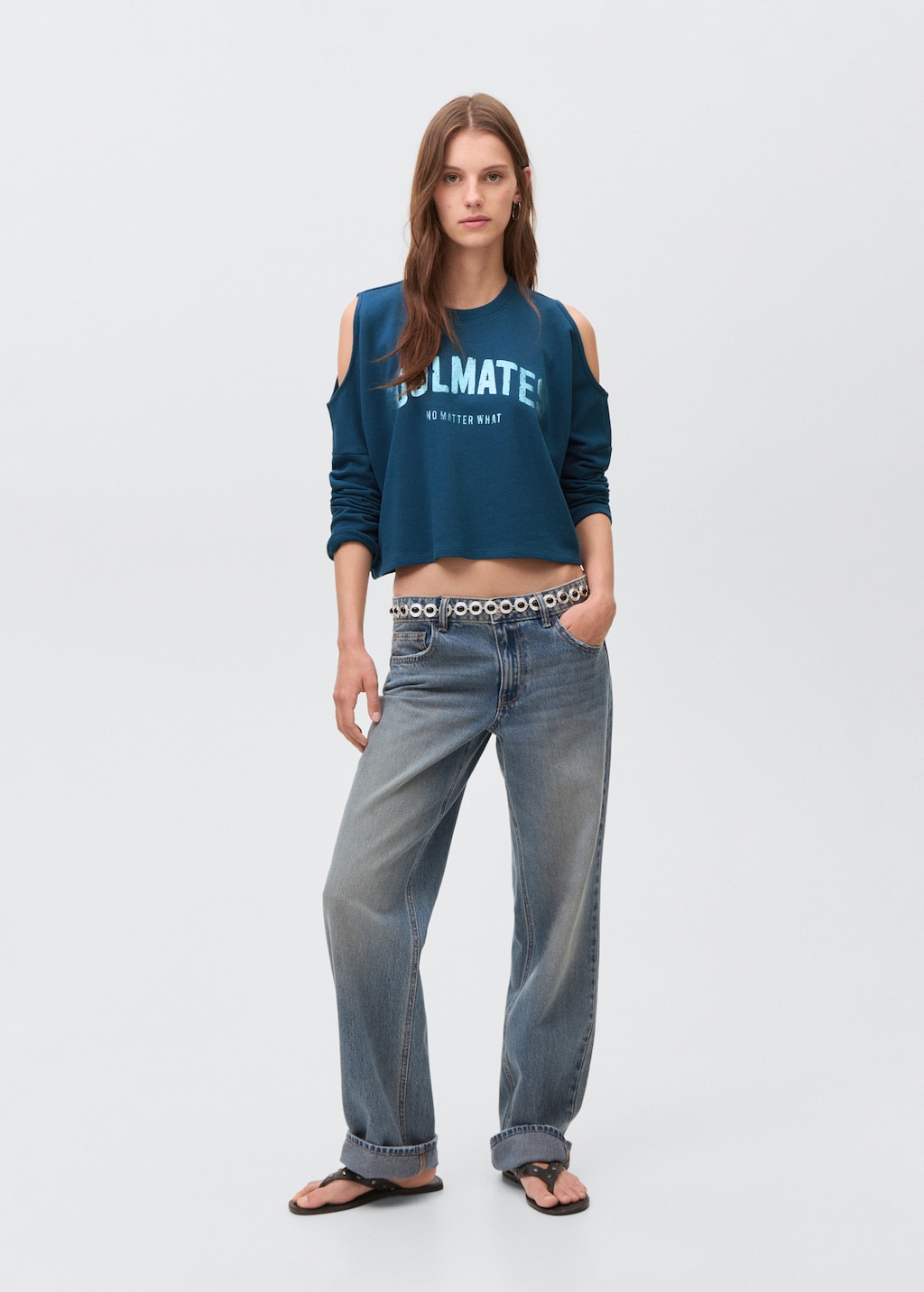 Printed sweatshirt with cut-out