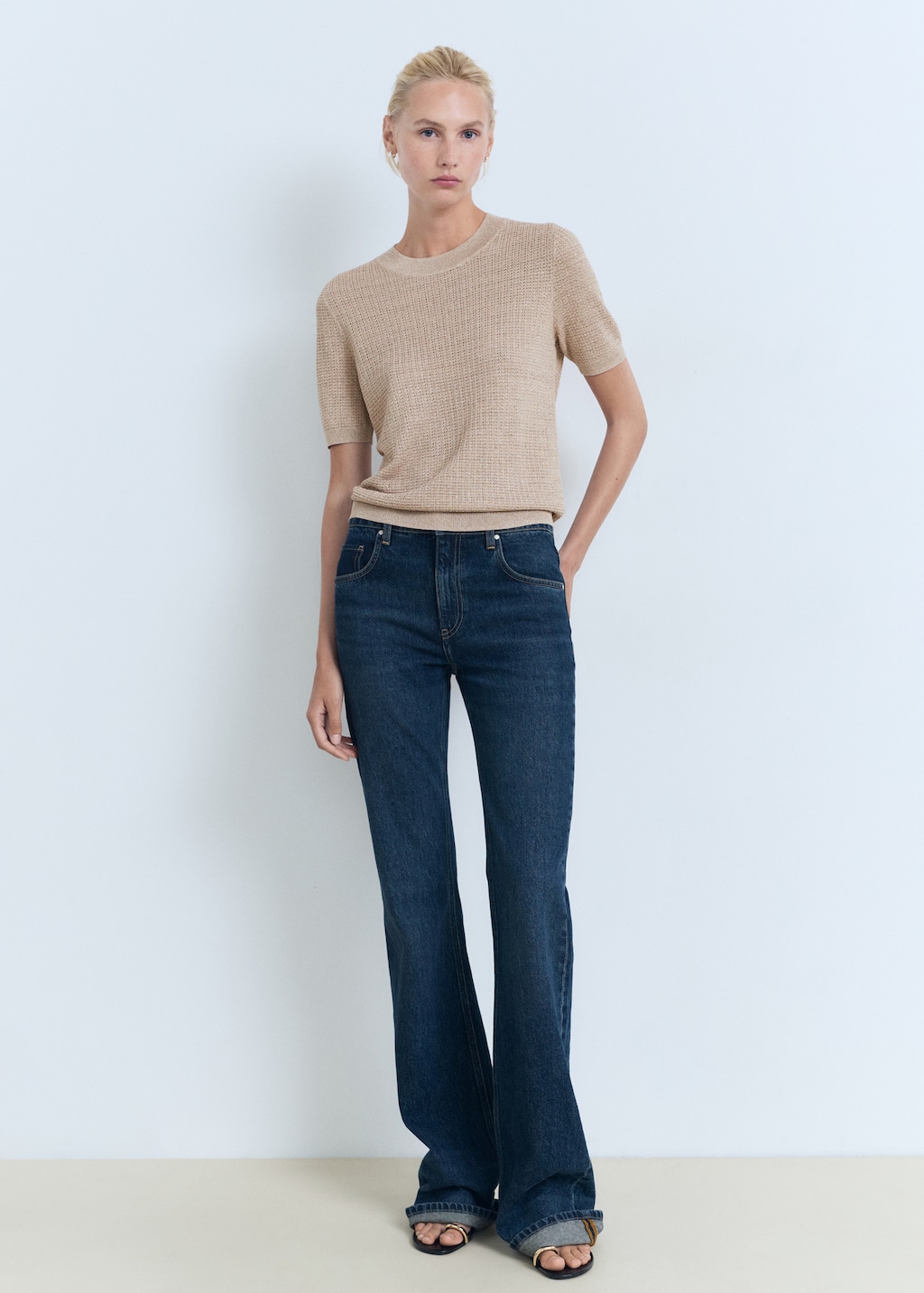 Mango Short-sleeved lurex sweater