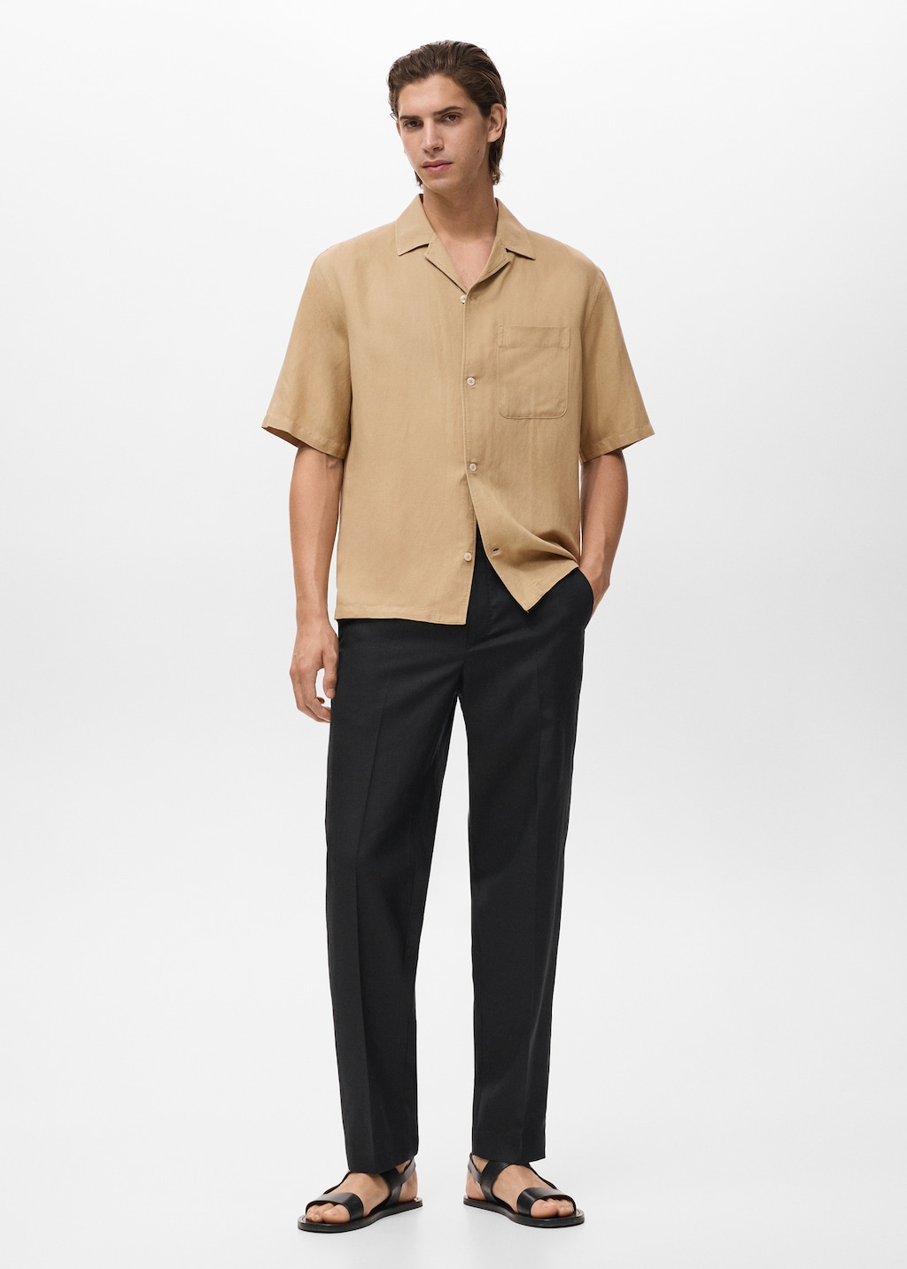 Regular-fit linen blend shirt