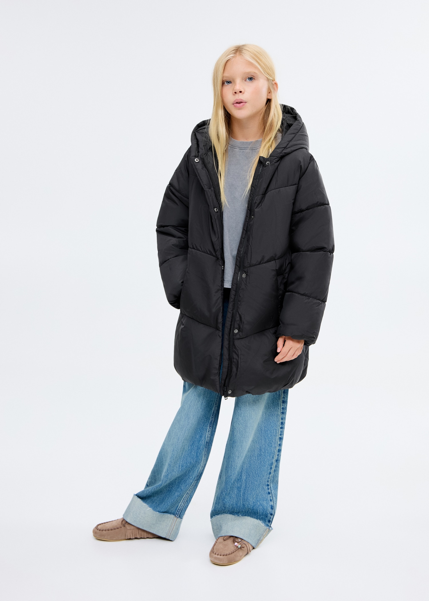 Hood puffer coat
