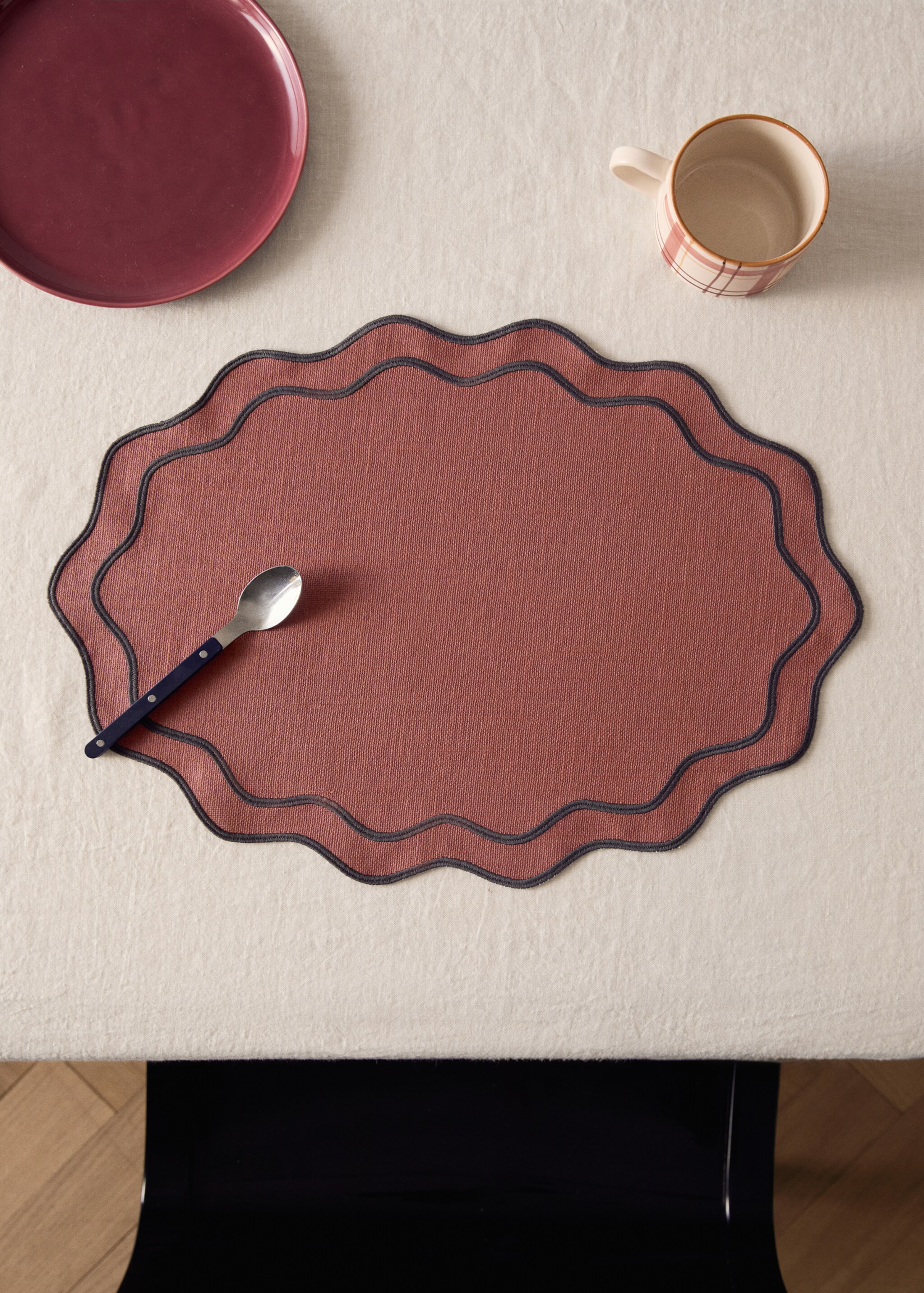 Resin cotton tablecloth waves - General plane, Burnt Orange. Ref: 17043321-00.