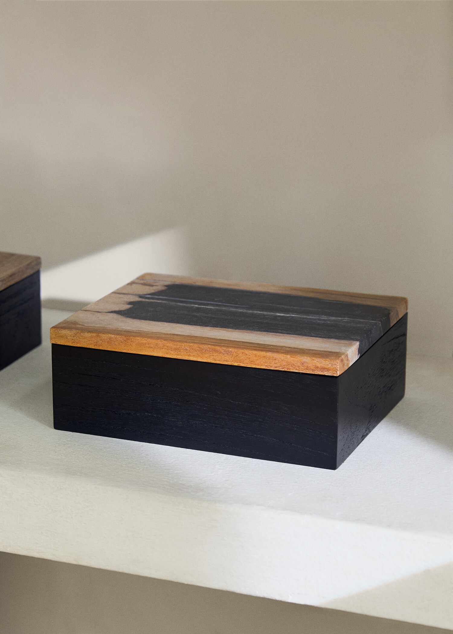 Velká dekorativní krabice z petrifikovaného dřeva - Celkový náhled