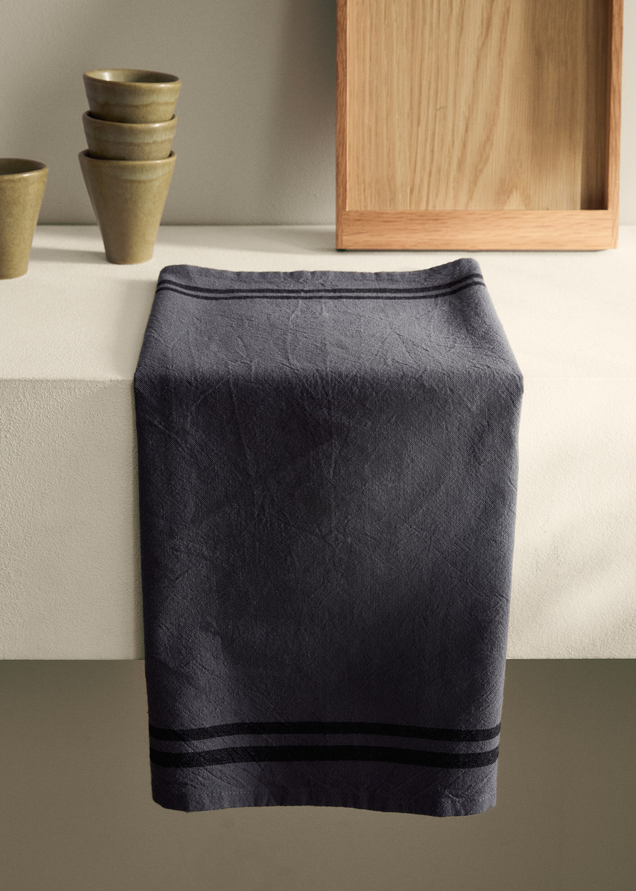 100% cotton striped dish towel - General plane, Ink Blue. Ref: 17043331-00.