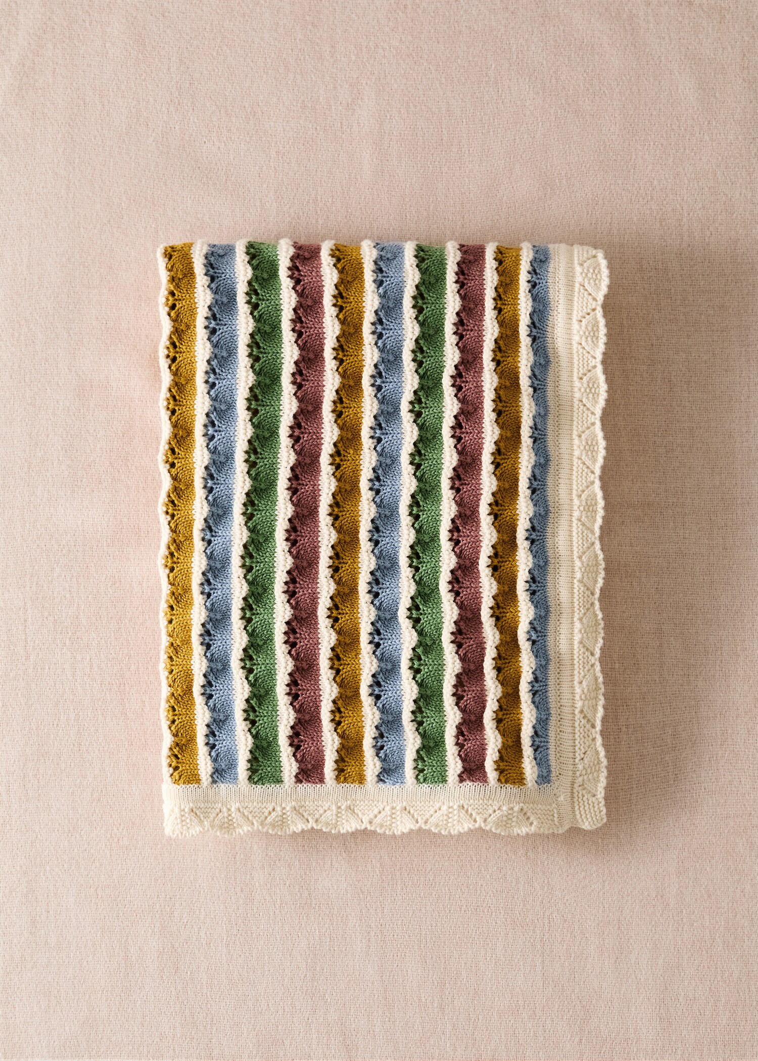 100% pamut gyerektakaró csíkos áttört mintával - Általános sík