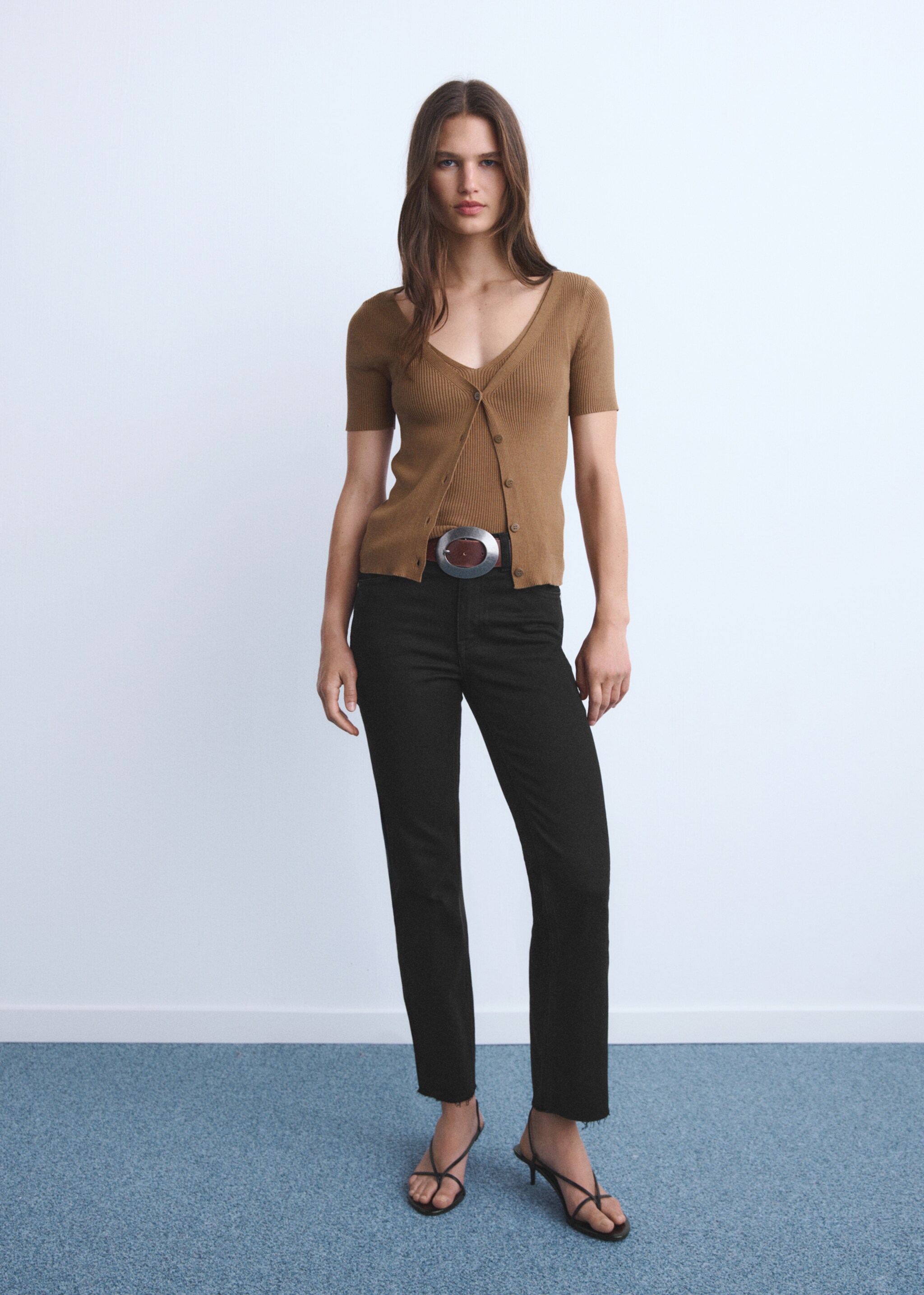Jean Sienna flare crop - Plan général, Black denim. Ref: 17044093-00.
